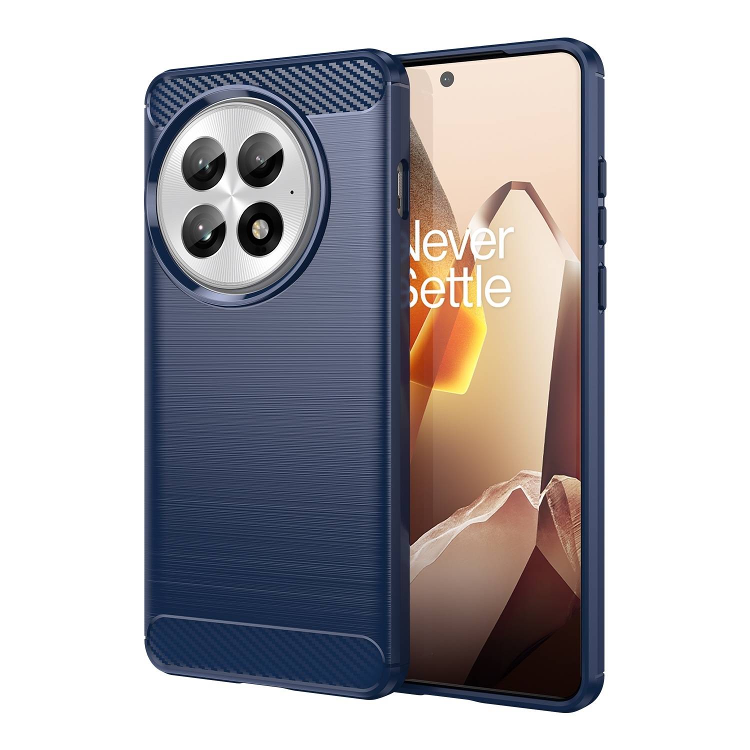 Für OnePlus 13 Carbon Brushed Design Textur TPU Handy Hülle Case Cover Blau