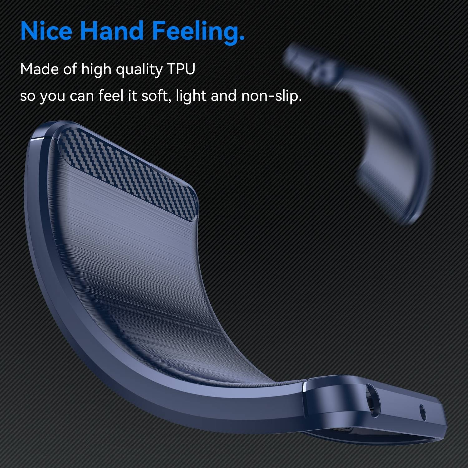 Für OnePlus 13 Carbon Brushed Design Textur TPU Handy Hülle Case Cover Blau