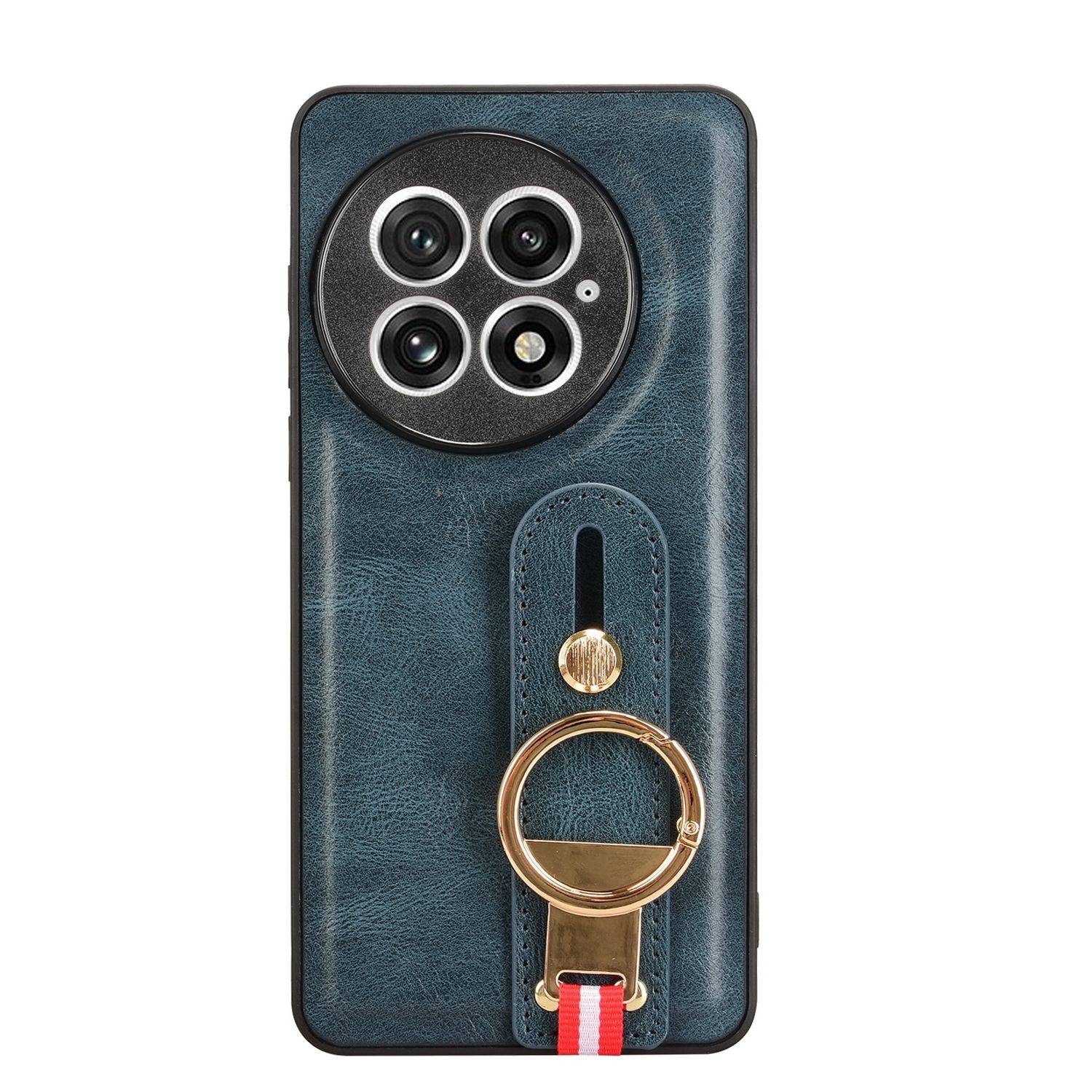 Für OnePlus 13 Design Kunstleder TPU Schutz Hülle mit Armband Ringhalter Blau
