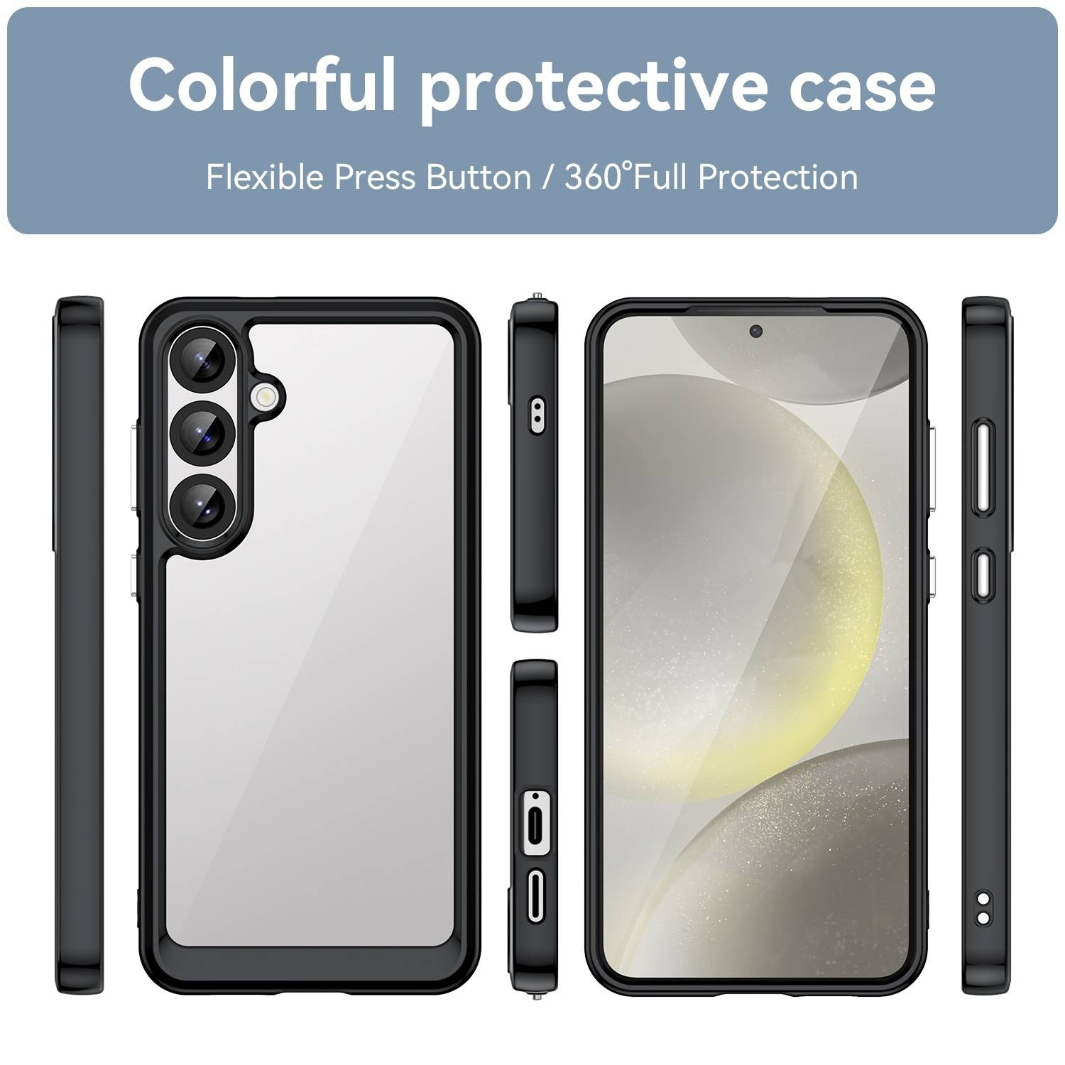 Für Samsung Galaxy S25 Plus 5G Colorful TPU Acryl Hybrid Schutz Hülle Schwarz