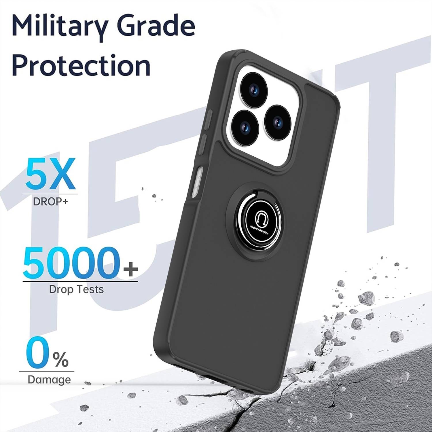 Für ZTE Blade V60 Smart / Blade A75 4G Shadow Design TPU + PC Schutz Hülle Tasche Case Schutzhülle Schwarz