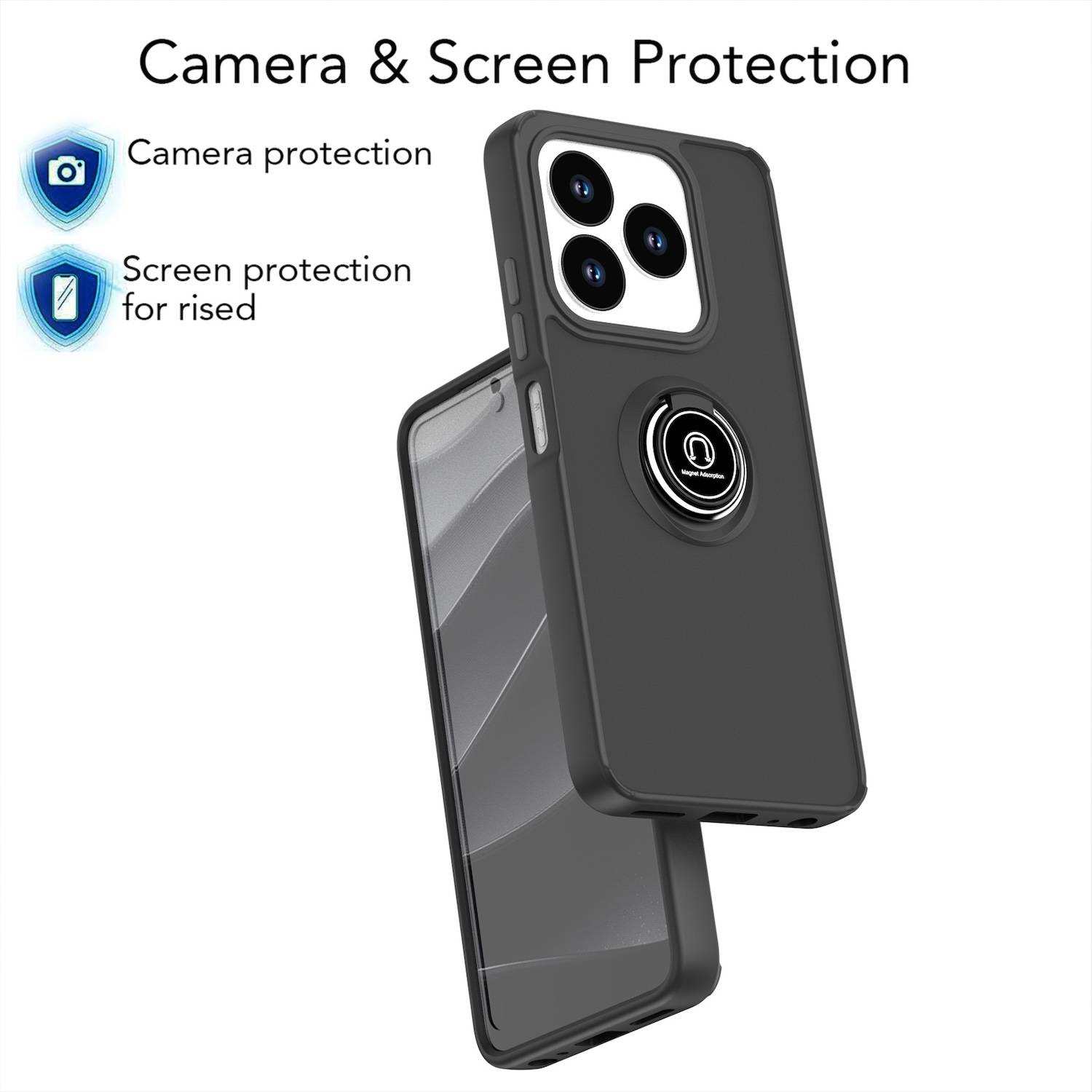 Für ZTE Blade V60 Smart / Blade A75 4G Shadow Design TPU + PC Schutz Hülle Tasche Case Schutzhülle Schwarz