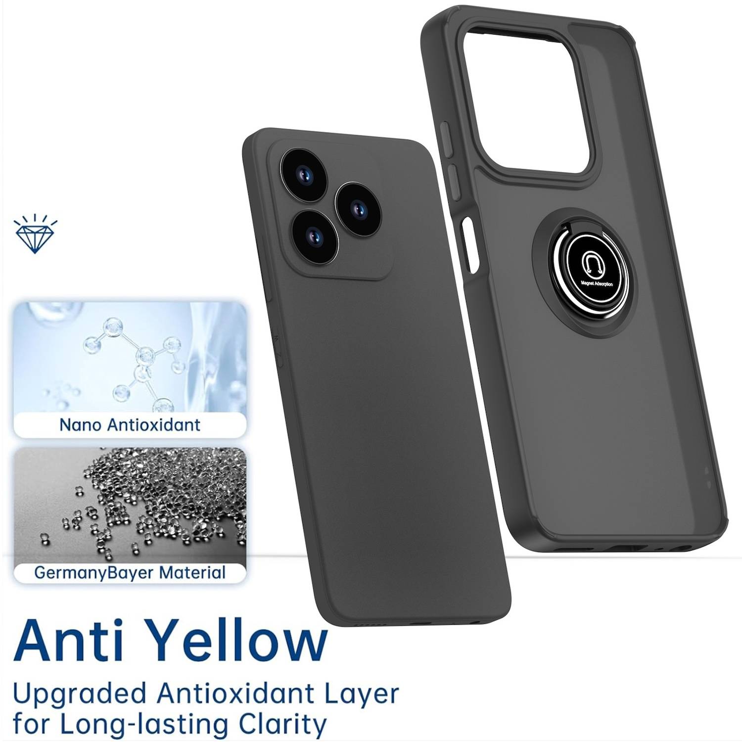 Für ZTE Blade V60 Smart / Blade A75 4G Shadow Design TPU + PC Schutz Hülle Tasche Case Schutzhülle Schwarz