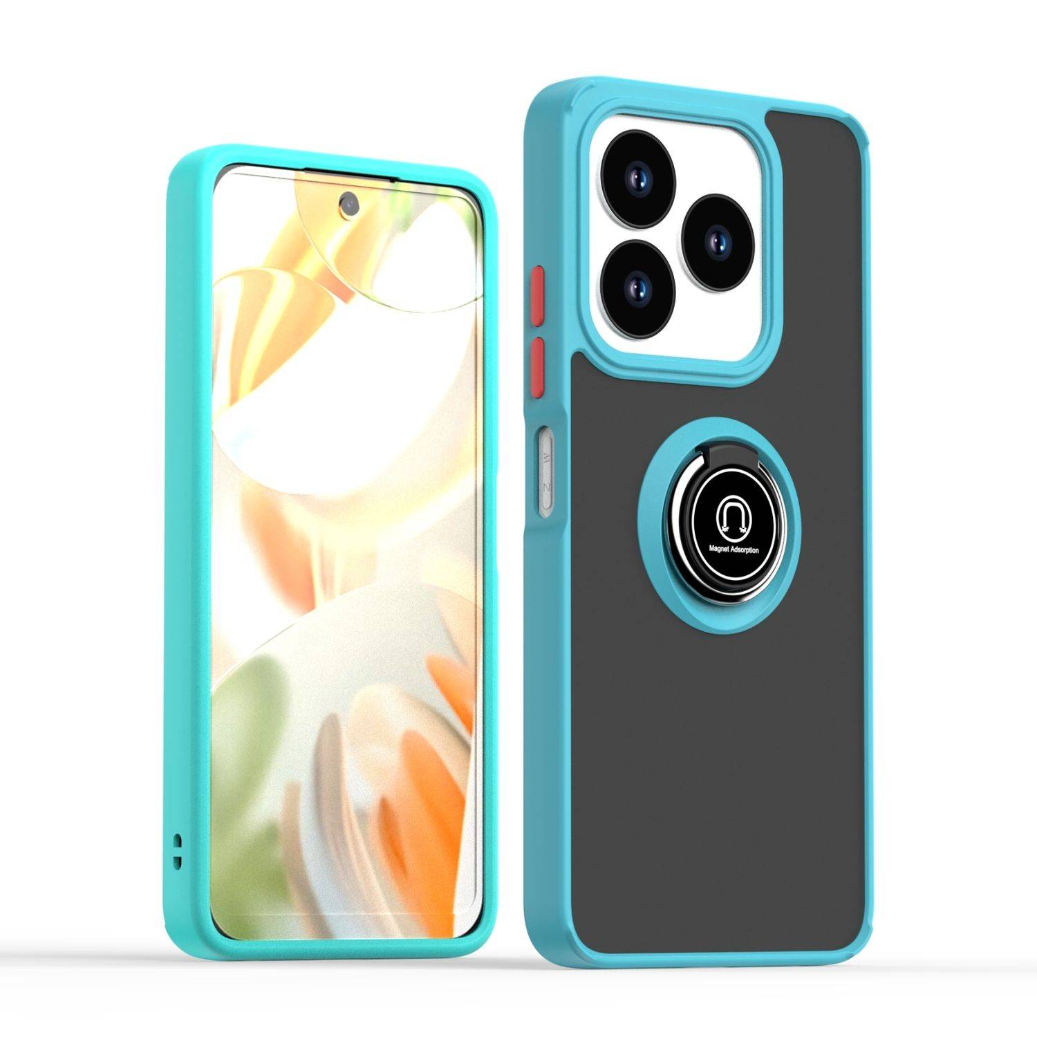 Für ZTE Blade V60 Smart / Blade A75 4G Shadow Design TPU + PC Schutz Hülle Tasche Case Schutzhülle Hellblau / Orange