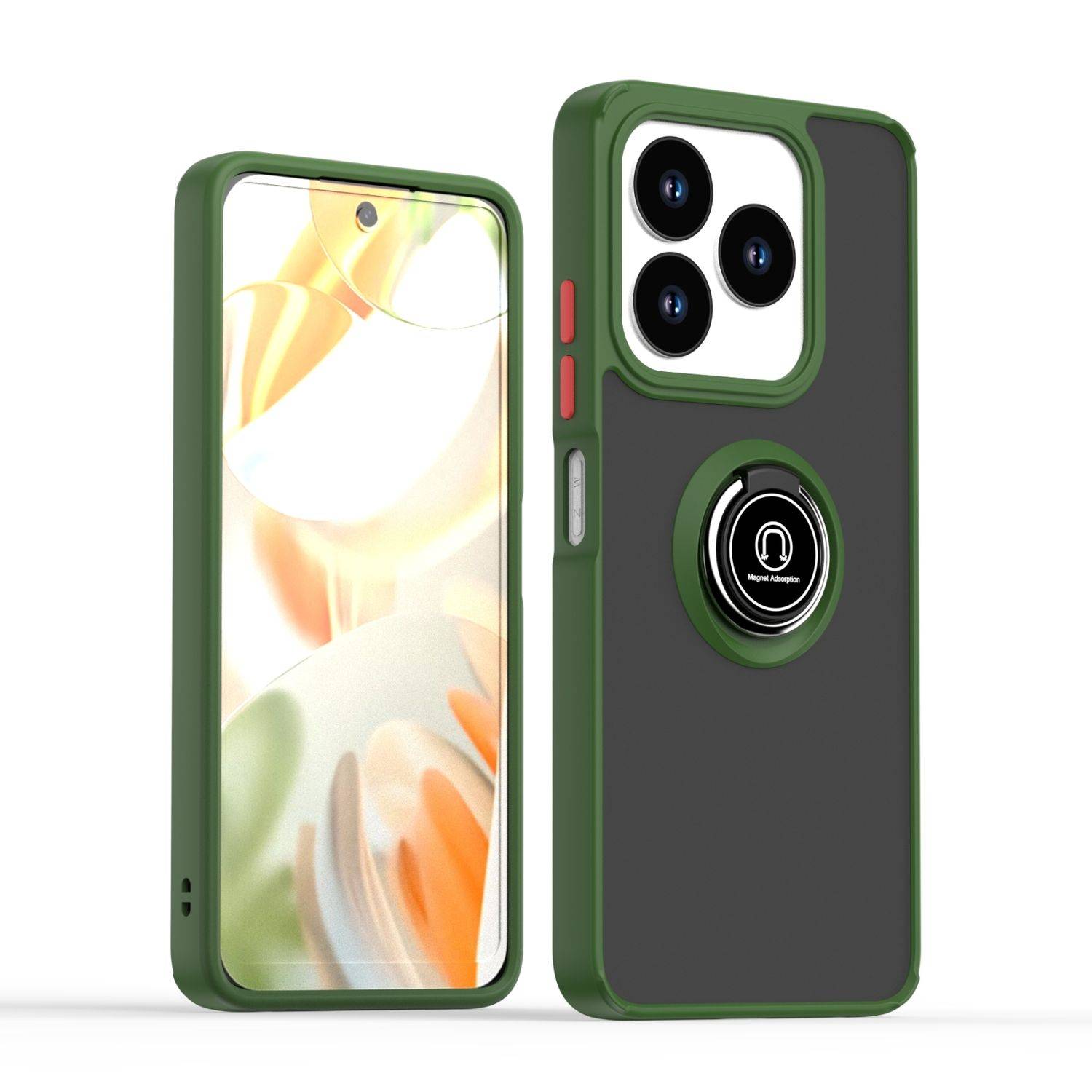 Für ZTE Blade V60 Smart / Blade A75 4G Shadow Design TPU + PC Schutz Hülle Tasche Case Schutzhülle Hellgrün / Orange