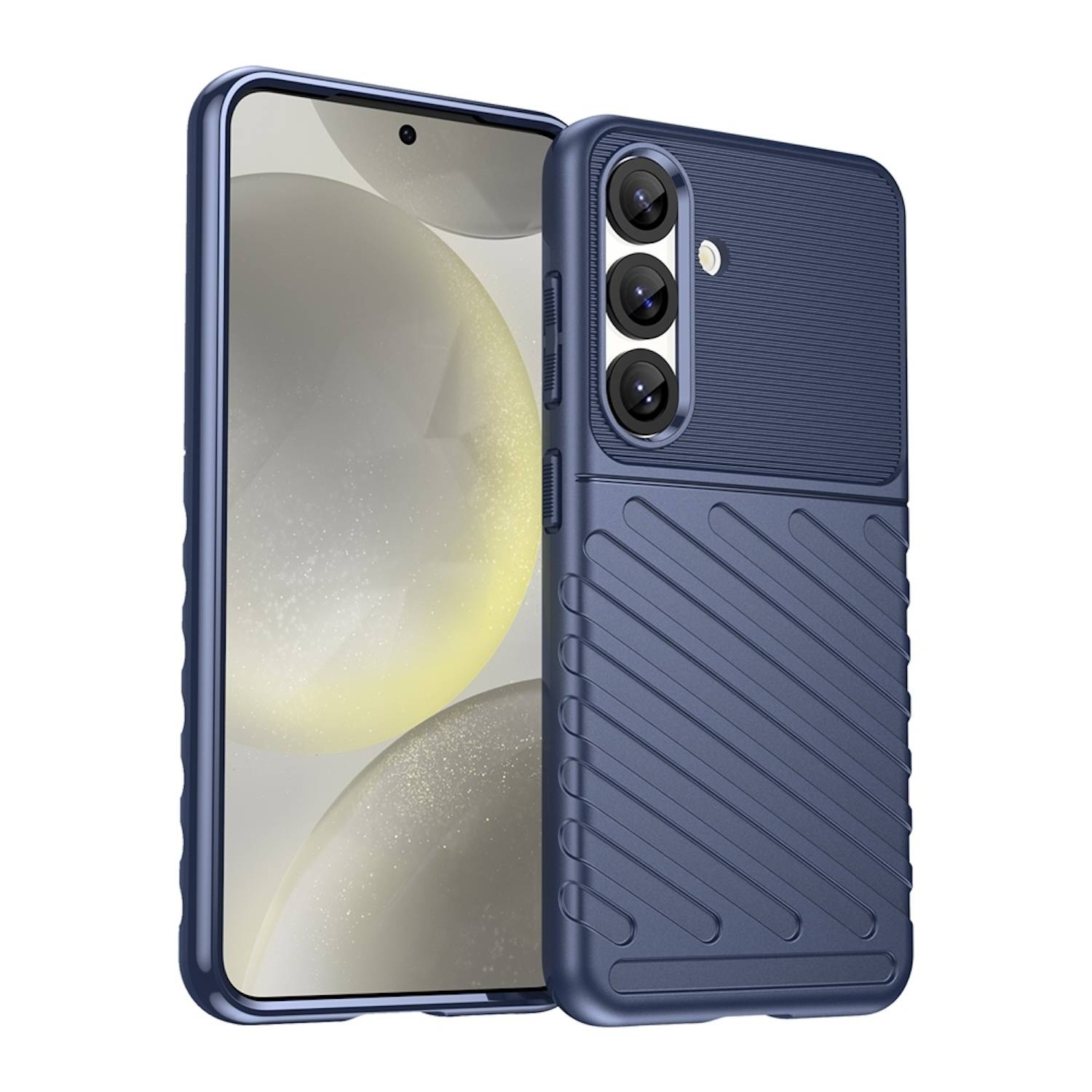 Für Samsung Galaxy S25 5G Schockfeste Thunderbolt TPU Handy Hülle Cover Blau