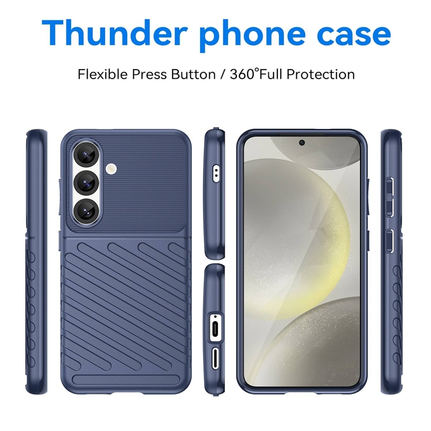 Für Samsung Galaxy S25 5G Schockfeste Thunderbolt TPU Handy Hülle Cover Blau