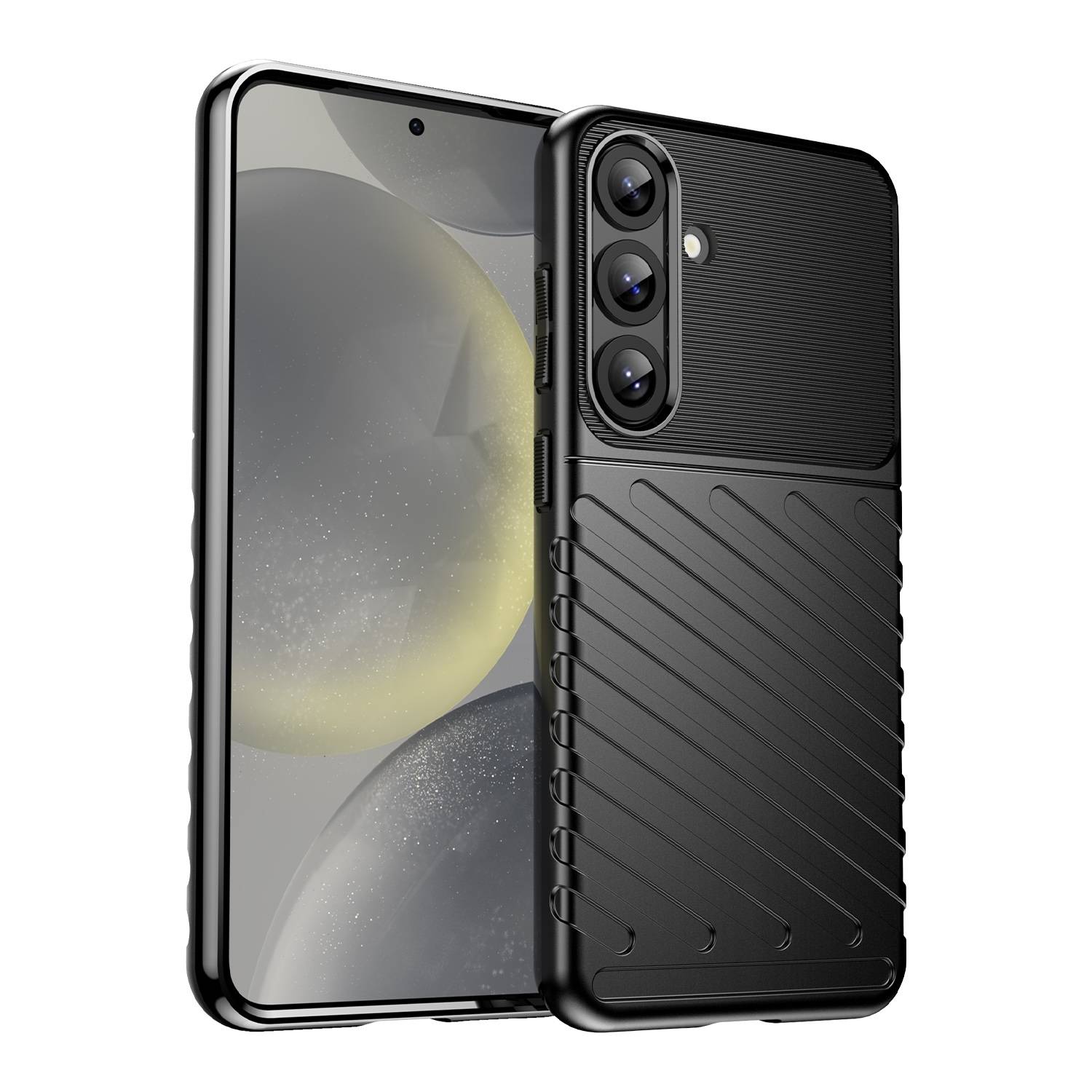 Für Samsung Galaxy S25 Plus 5G Schockfeste Thunderbolt TPU Handy Hülle Schwarz