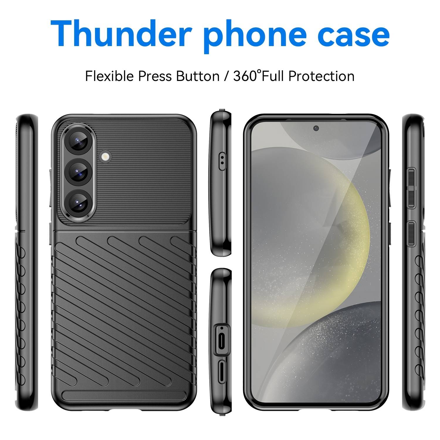 Für Samsung Galaxy S25 Plus 5G Schockfeste Thunderbolt TPU Handy Hülle Schwarz