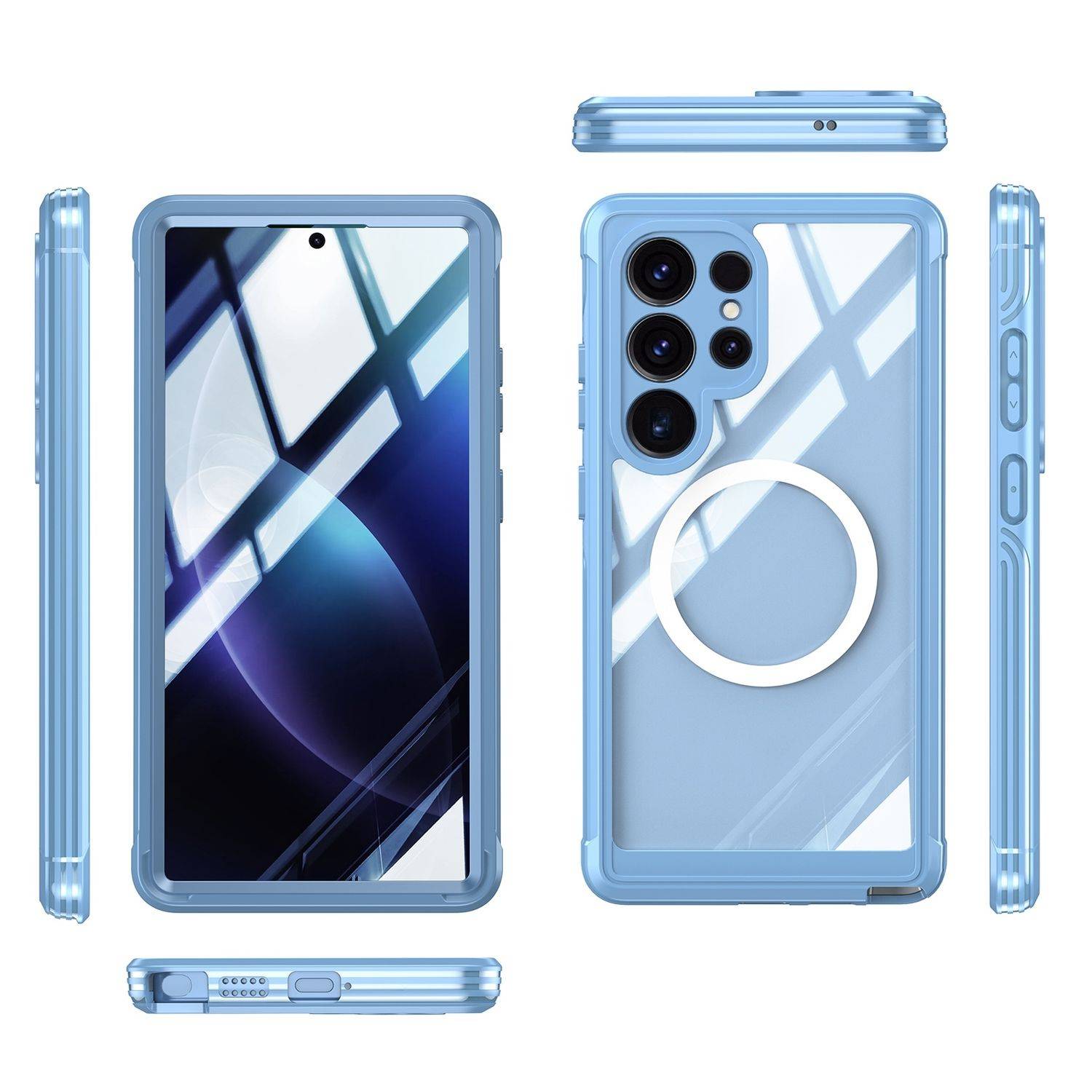 Für Samsung Galaxy S25 Ultra MagSafe 360 Full Body Hybrid Tasche Bumper Hellblau
