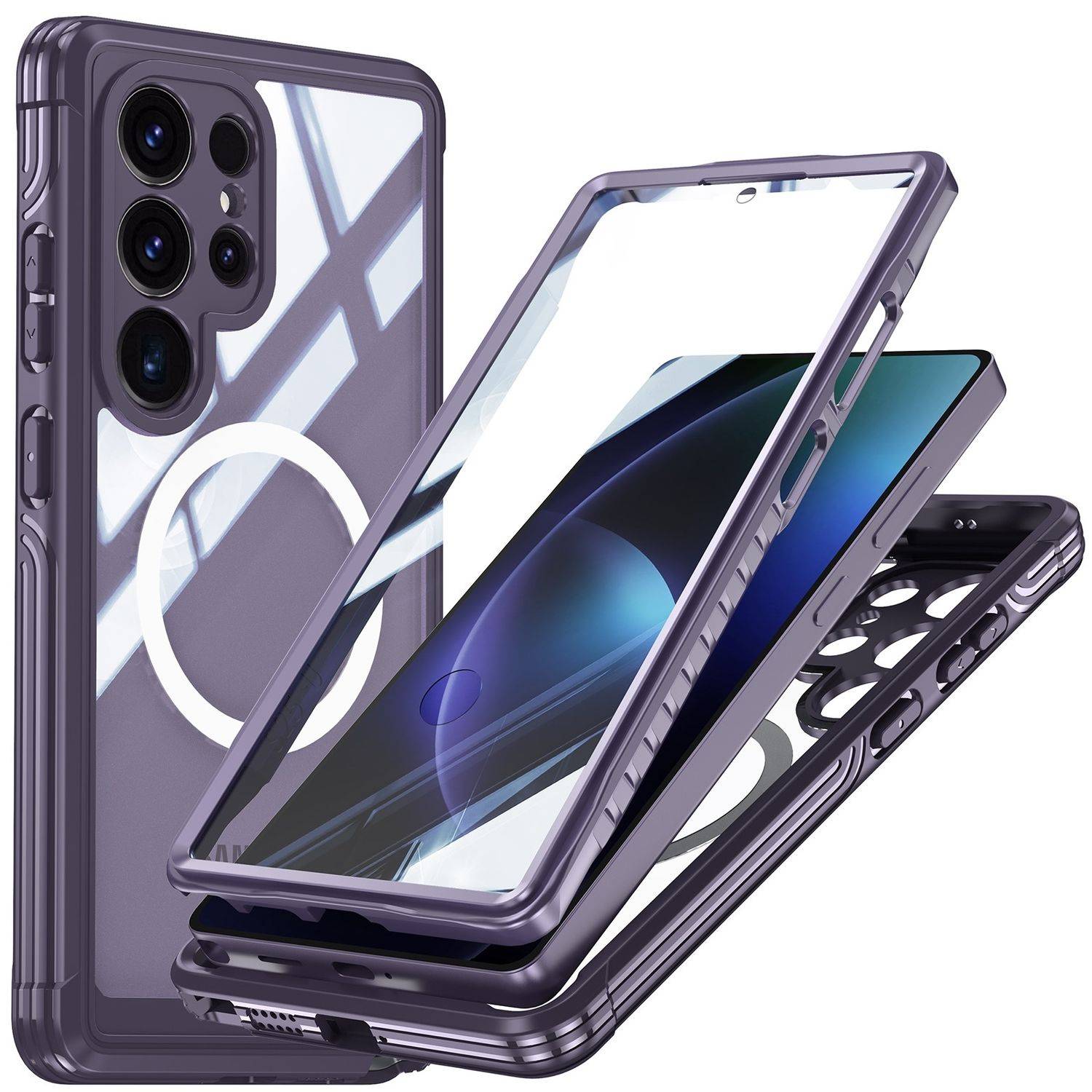 Für Samsung Galaxy S25 Ultra MagSafe 360 Full Body Hybrid Tasche Bumper Lila