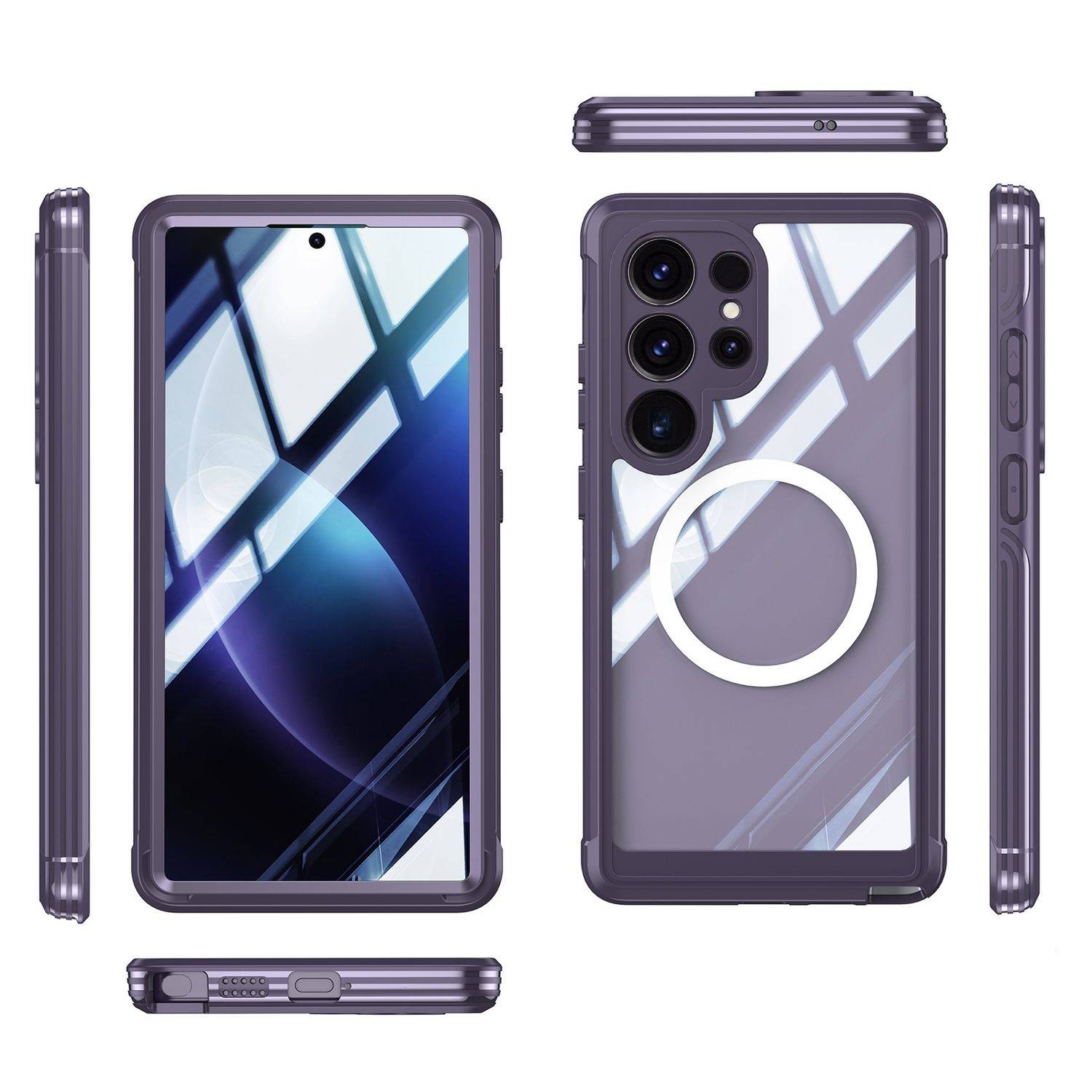 Für Samsung Galaxy S25 Ultra MagSafe 360 Full Body Hybrid Tasche Bumper Lila