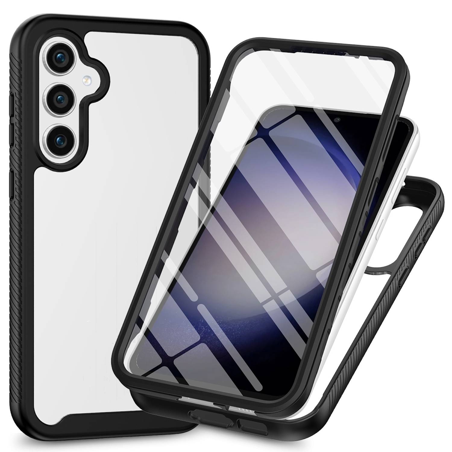 Für Samsung Galaxy S24 FE 5G Sky Solid Color Series PC + TPU Hülle PET Folie Schwarz