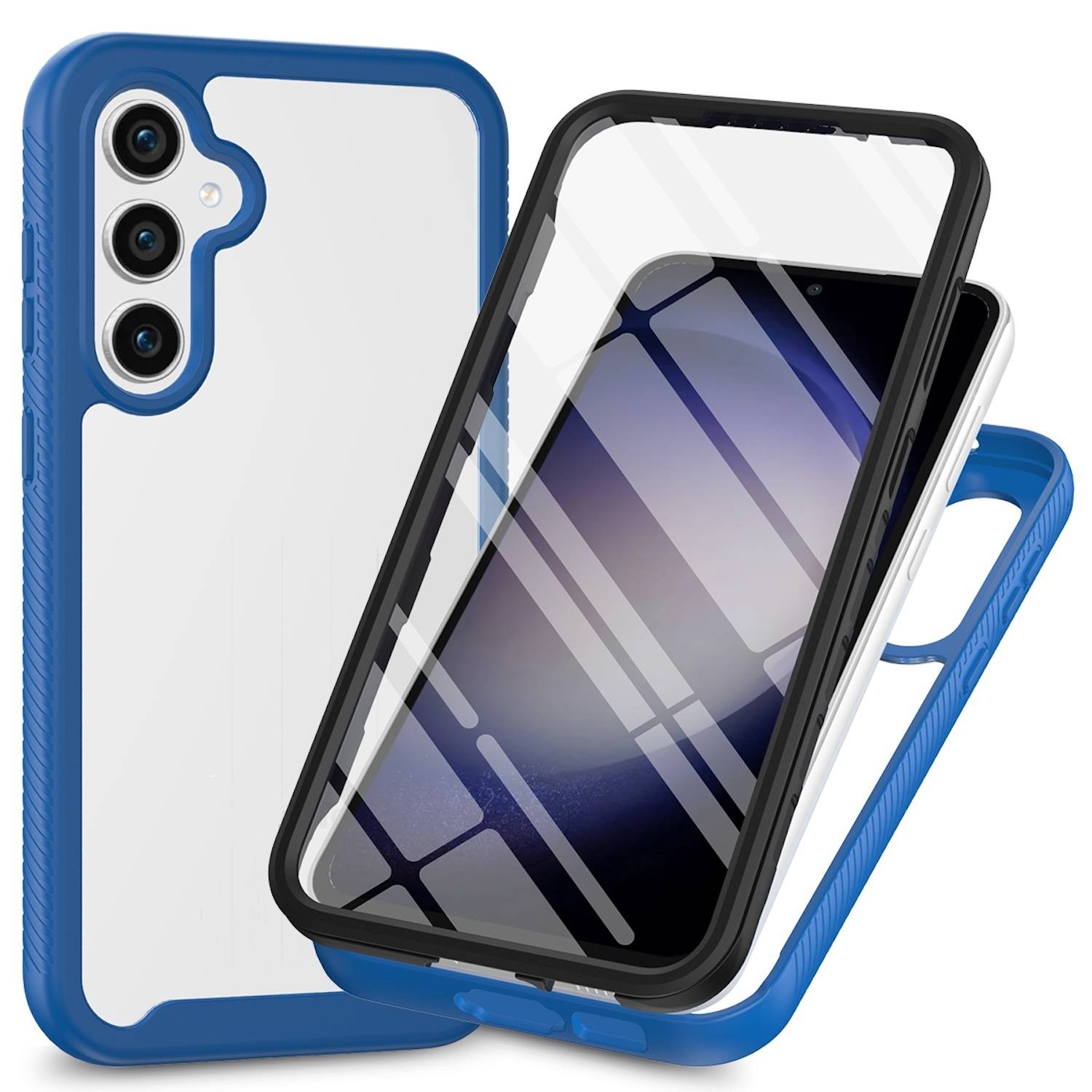 Für Samsung Galaxy S24 FE Solid Color Series PC + TPU Hülle PET Folie Case Blau