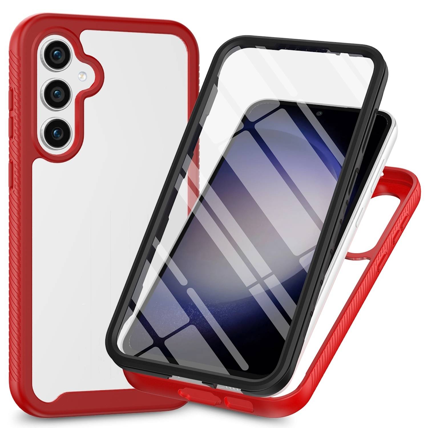 Für Samsung Galaxy S24 FE Solid Color Series PC + TPU Hülle PET Folie Case Rot