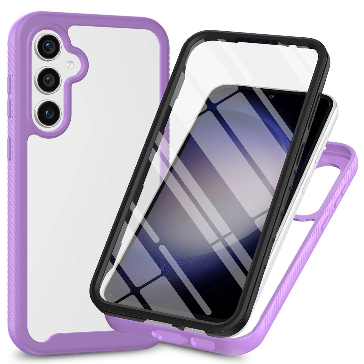 Für Samsung Galaxy S24 FE Solid Color Series PC + TPU Hülle PET Folie Case Lila