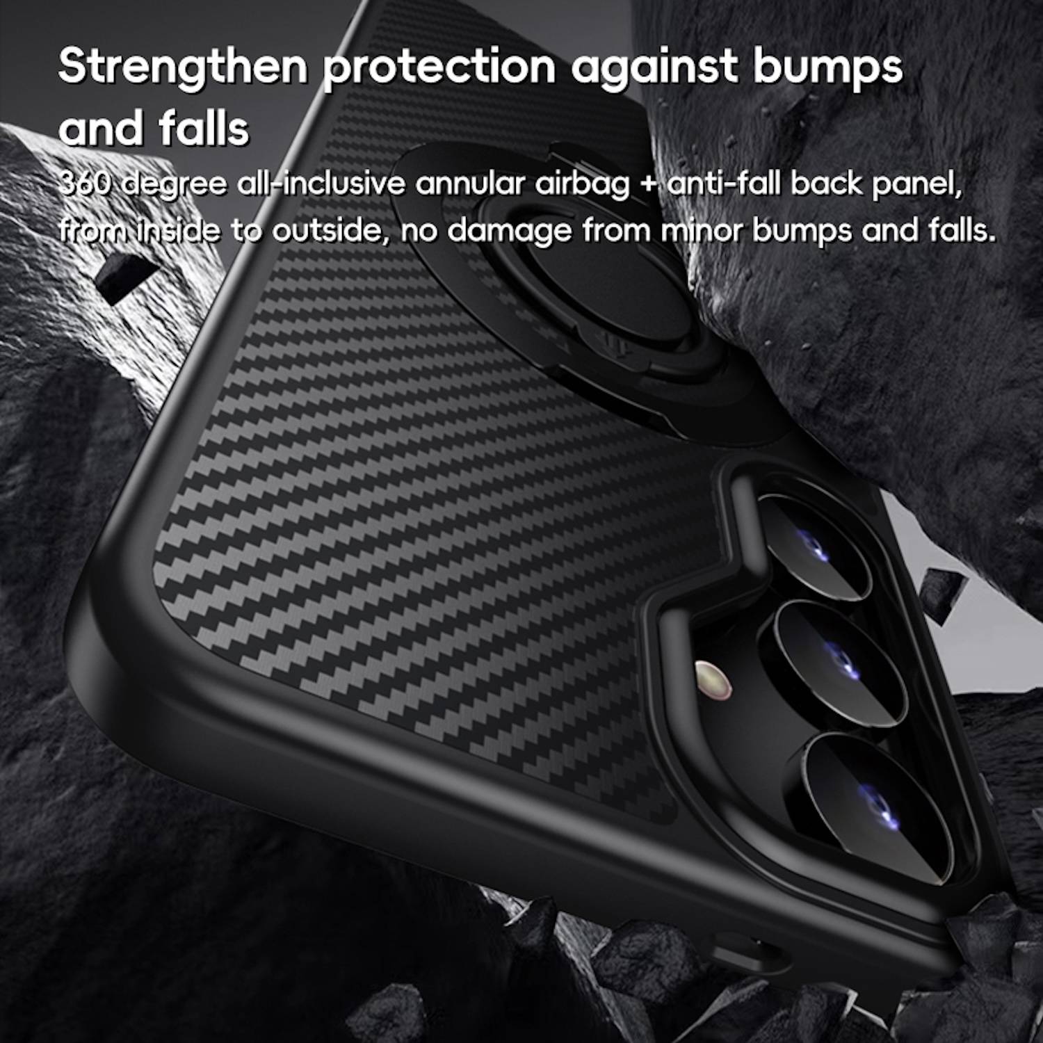 Für Samsung Galaxy S25 Plus MagSafe Carbon Design TPU 360 Ring Hülle Schwarz