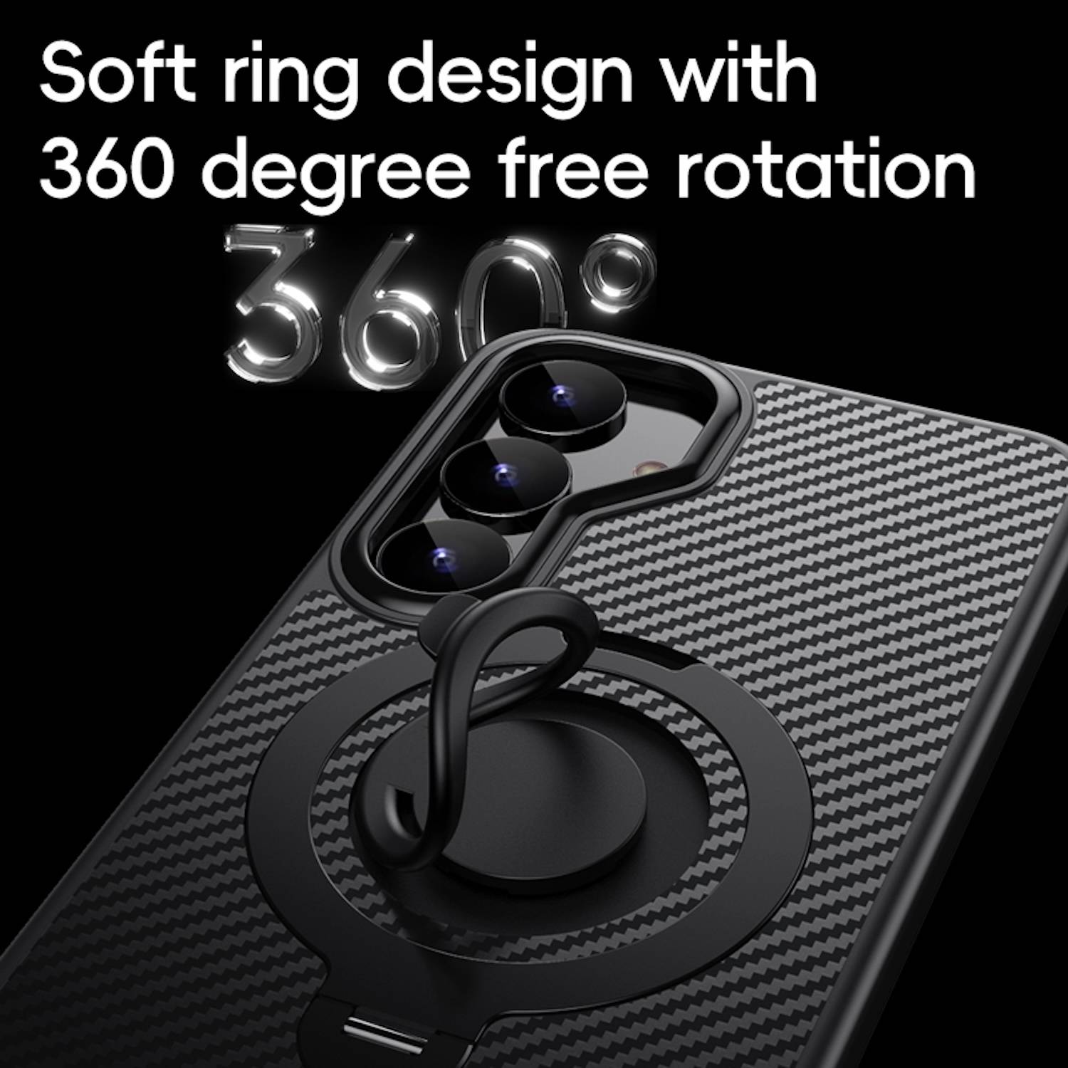 Für Samsung Galaxy S25 Plus MagSafe Carbon Design TPU 360 Ring Hülle Schwarz
