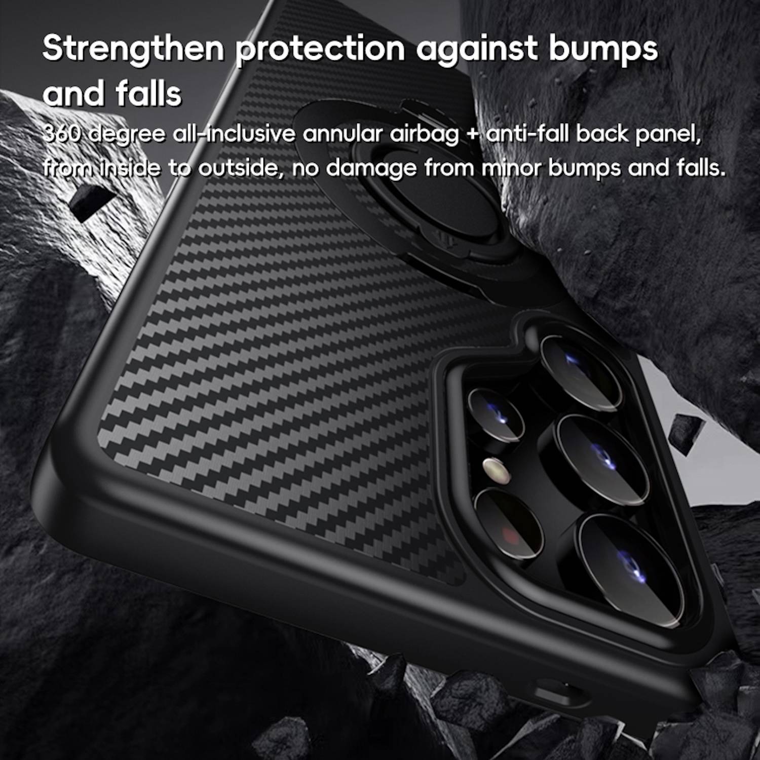 Für Samsung Galaxy S25 Ultra MagSafe Carbon Design TPU 360 Grad Ring Hülle Blau