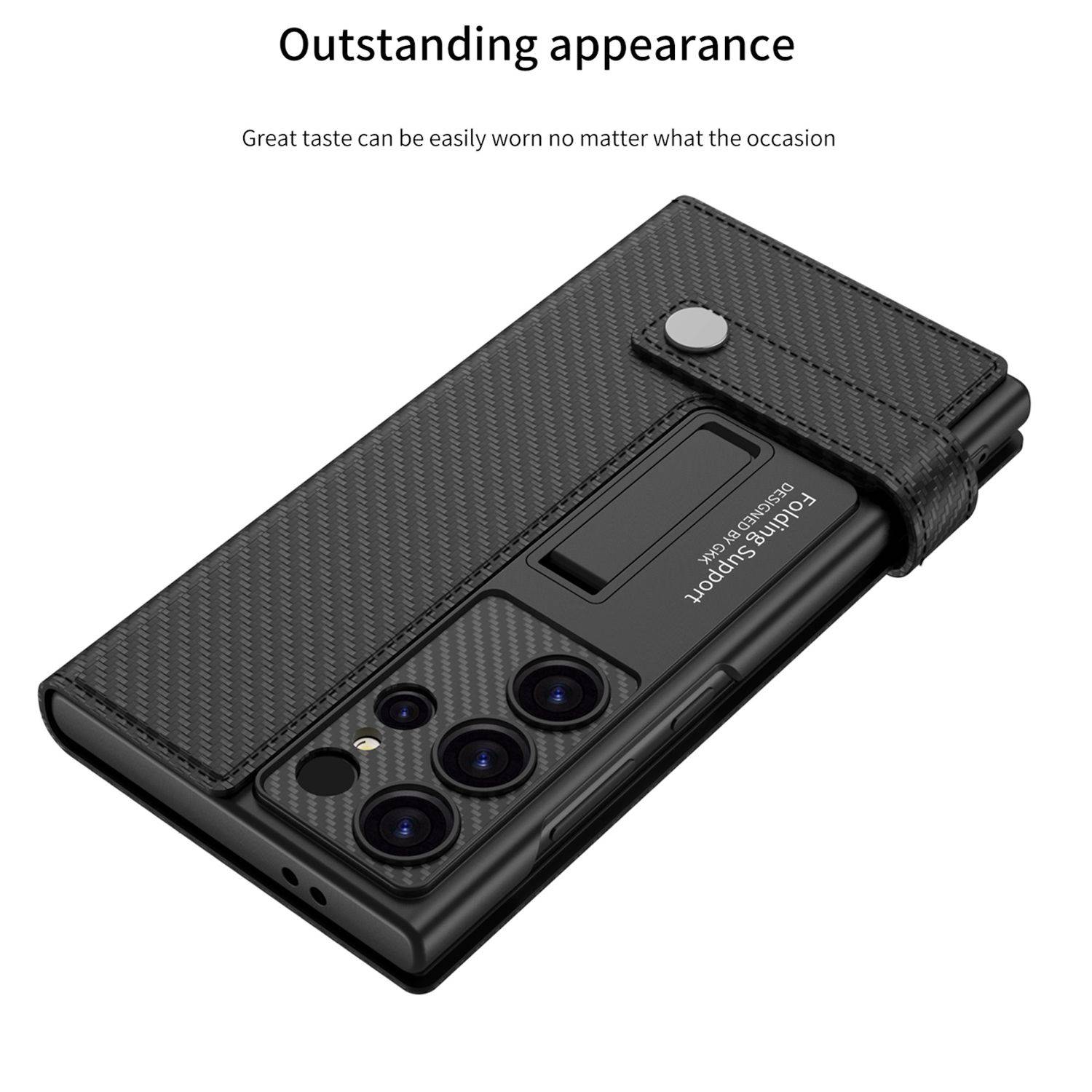 Für Samsung Galaxy S25 Ultra GKK MagSafe Flip Wallet Leder / TPU Hülle Schwarz