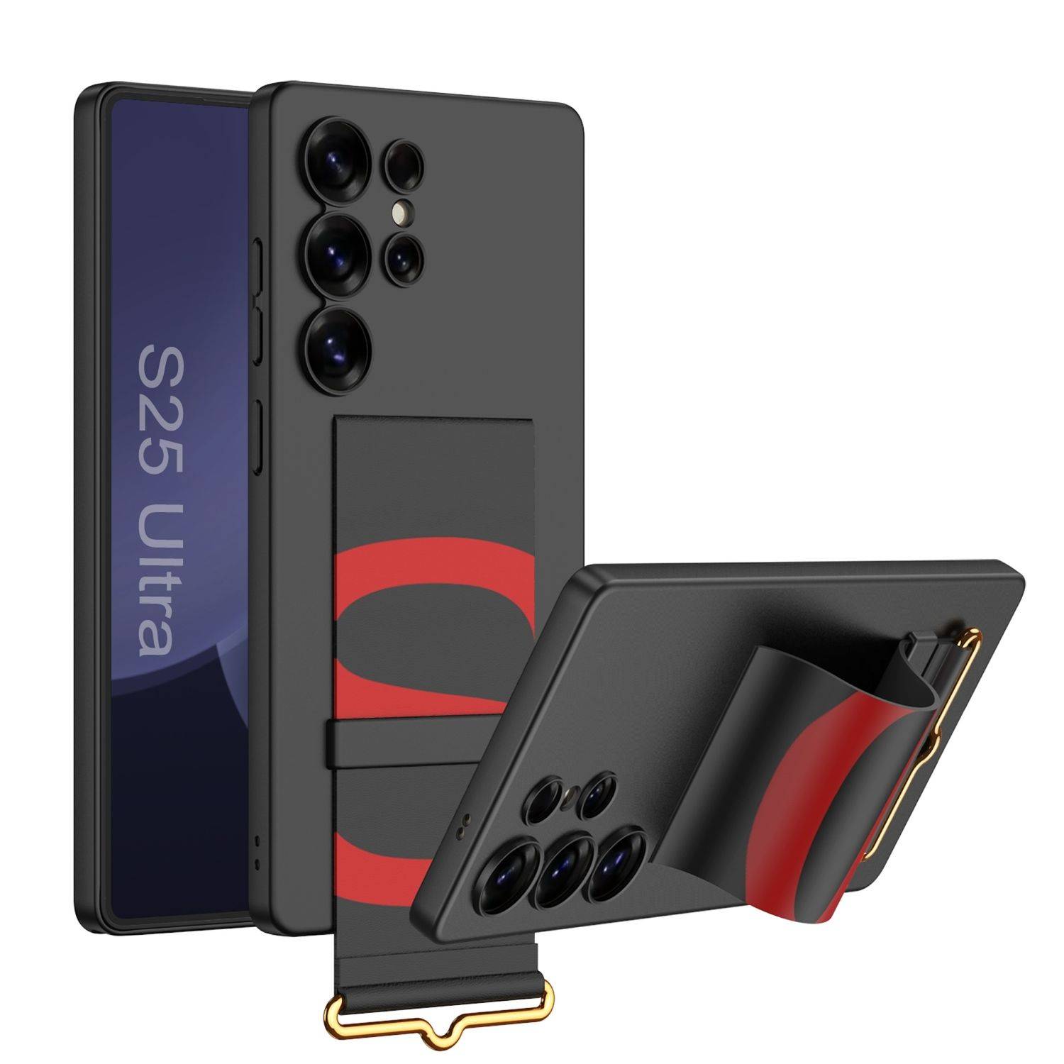 Für Samsung Galaxy S25 Ultra GKK Ultra dünne Hülle mit Armband Halter Schwarz
