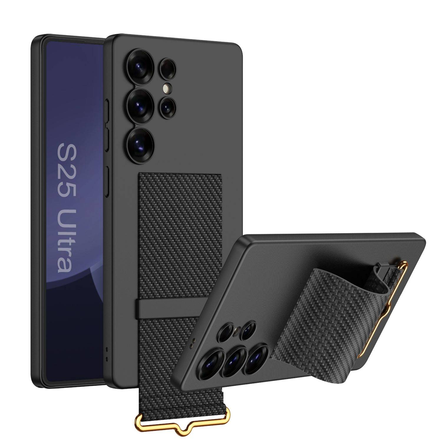 Für Samsung Galaxy S25 Ultra GKK Ultra dünne Hülle mit Armband Halter Carbon
