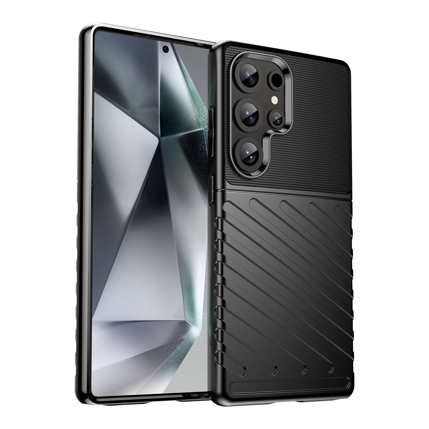 Für Samsung Galaxy S25 Ultra 5G Schockfeste Thunderbolt TPU Handy Hülle Schwarz