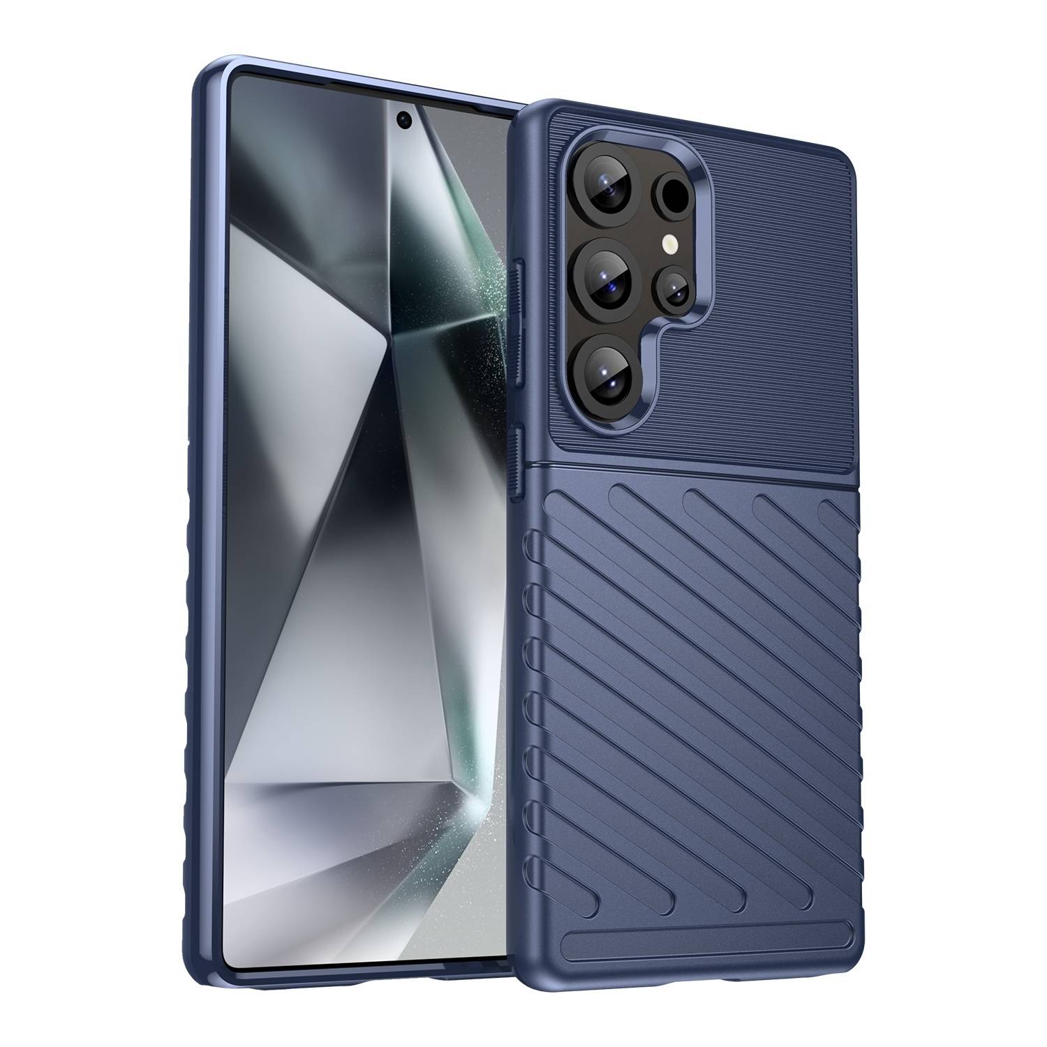 Für Samsung Galaxy S25 Ultra 5G Schockfeste Thunderbolt TPU Handy Hülle Blau