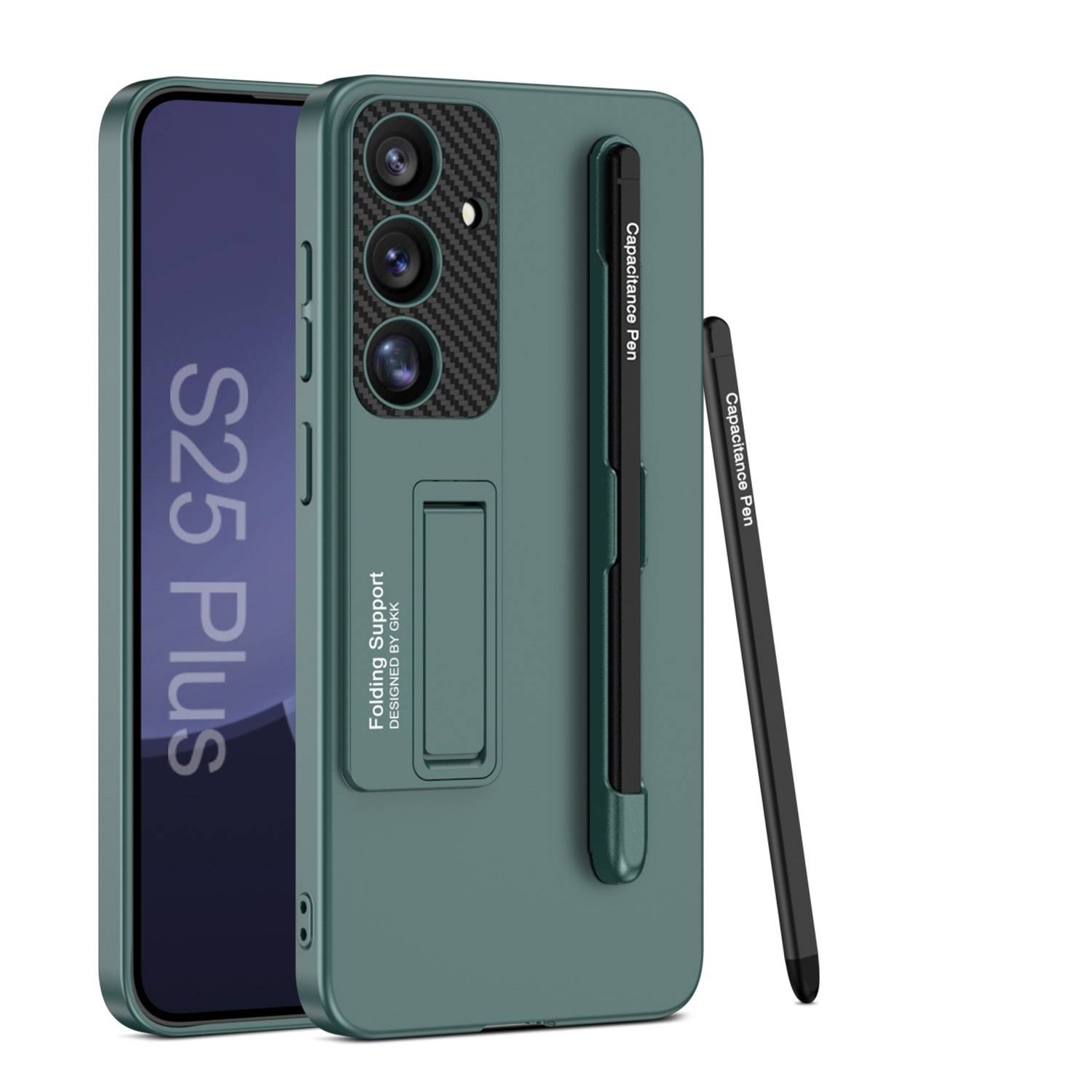 Für Samsung Galaxy S25 Plus GKK Halterung Hülle Stifthalterung + Stift Case Grün