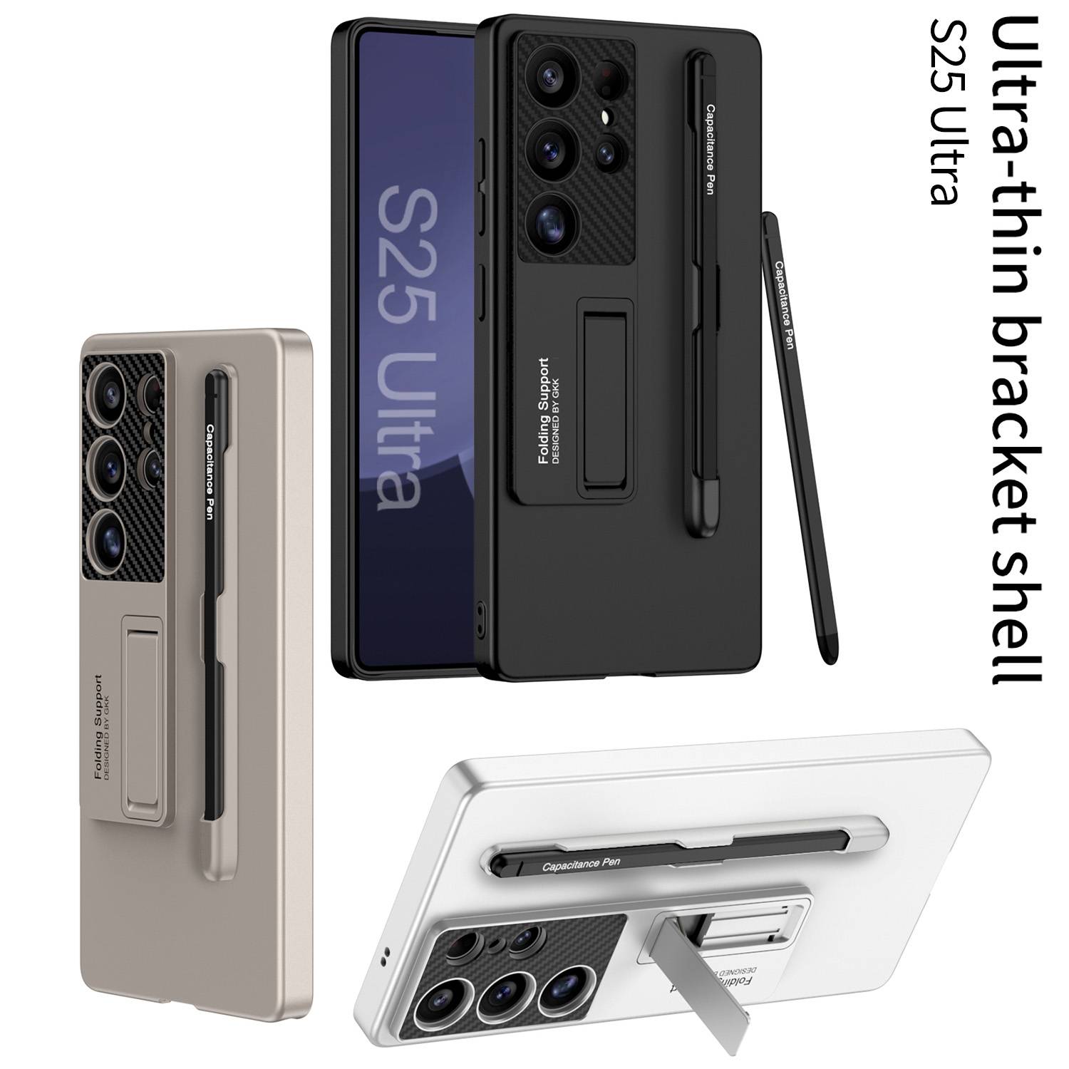 Für Samsung Galaxy S25 Ultra GKK Halterung Hülle Stifthalterung + Stift Silber