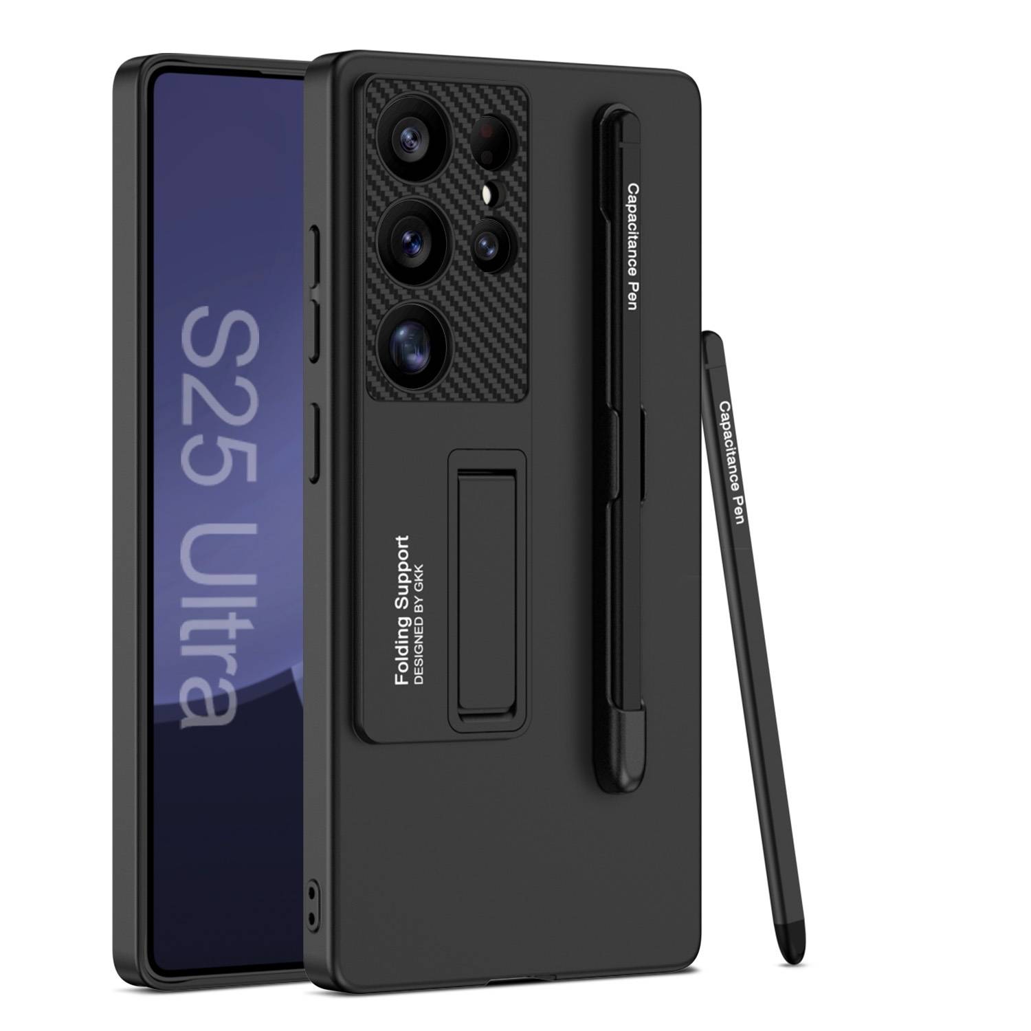 Für Samsung Galaxy S25 Ultra GKK Halterung Hülle Stifthalterung + Stift Schwarz