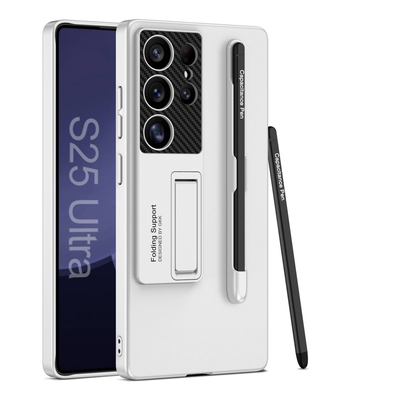 Für Samsung Galaxy S25 Ultra GKK Halterung Hülle Stifthalterung + Stift Silber