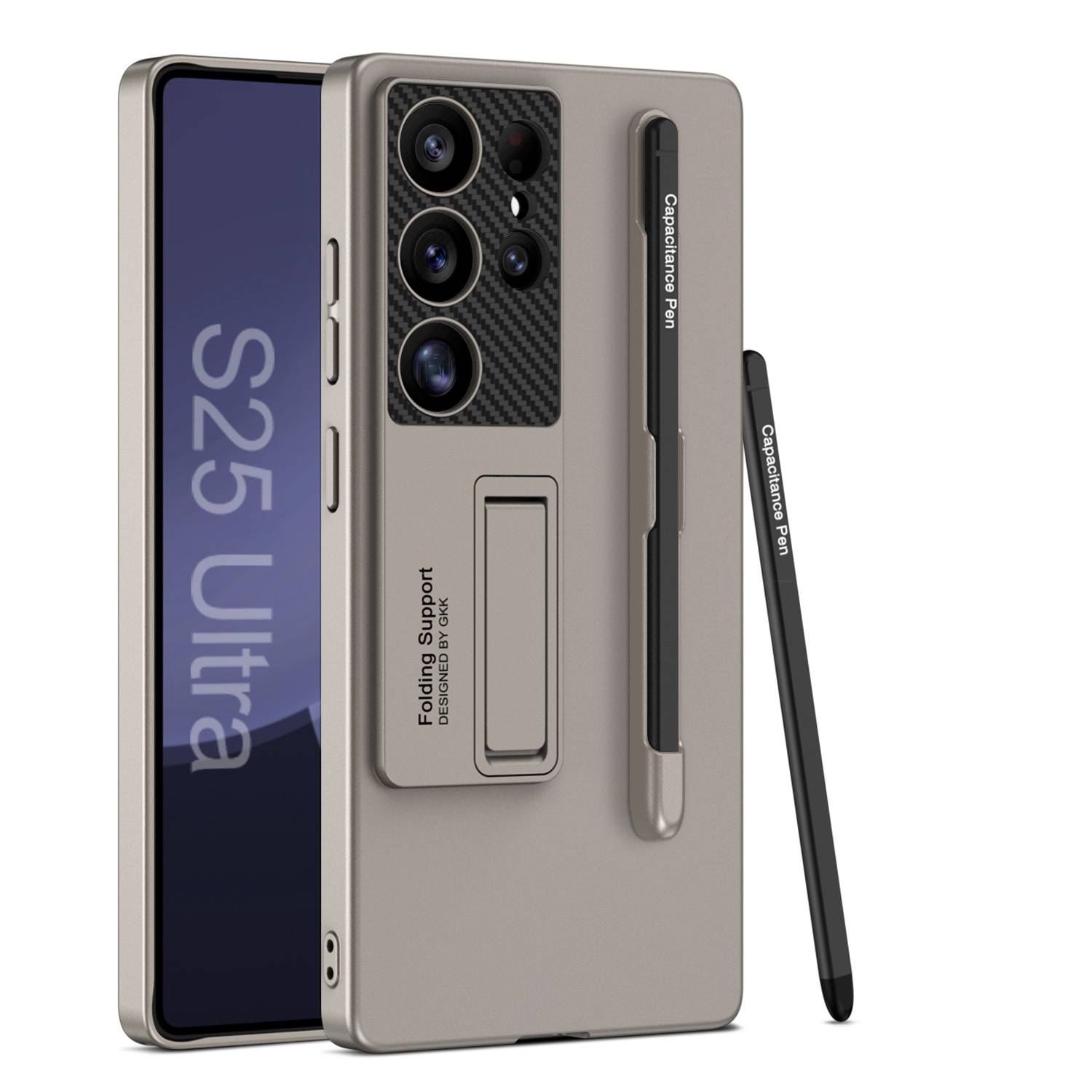 Für Samsung Galaxy S25 Ultra GKK Halterung Hülle Stifthalterung + Stift Titan