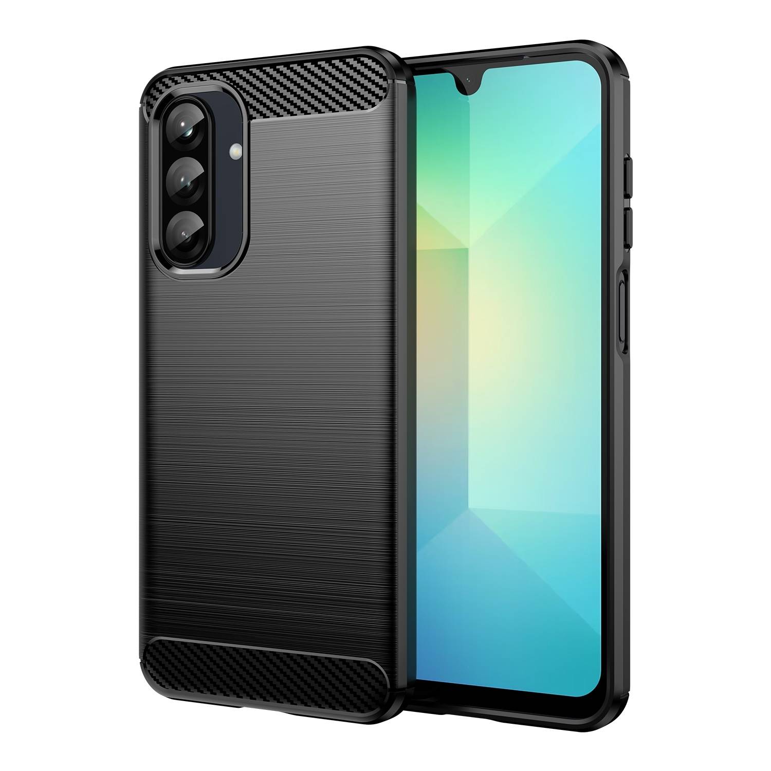 Für Samsung Galaxy A26 5G Carbon Brushed Design Textur TPU Handy Hülle Schwarz
