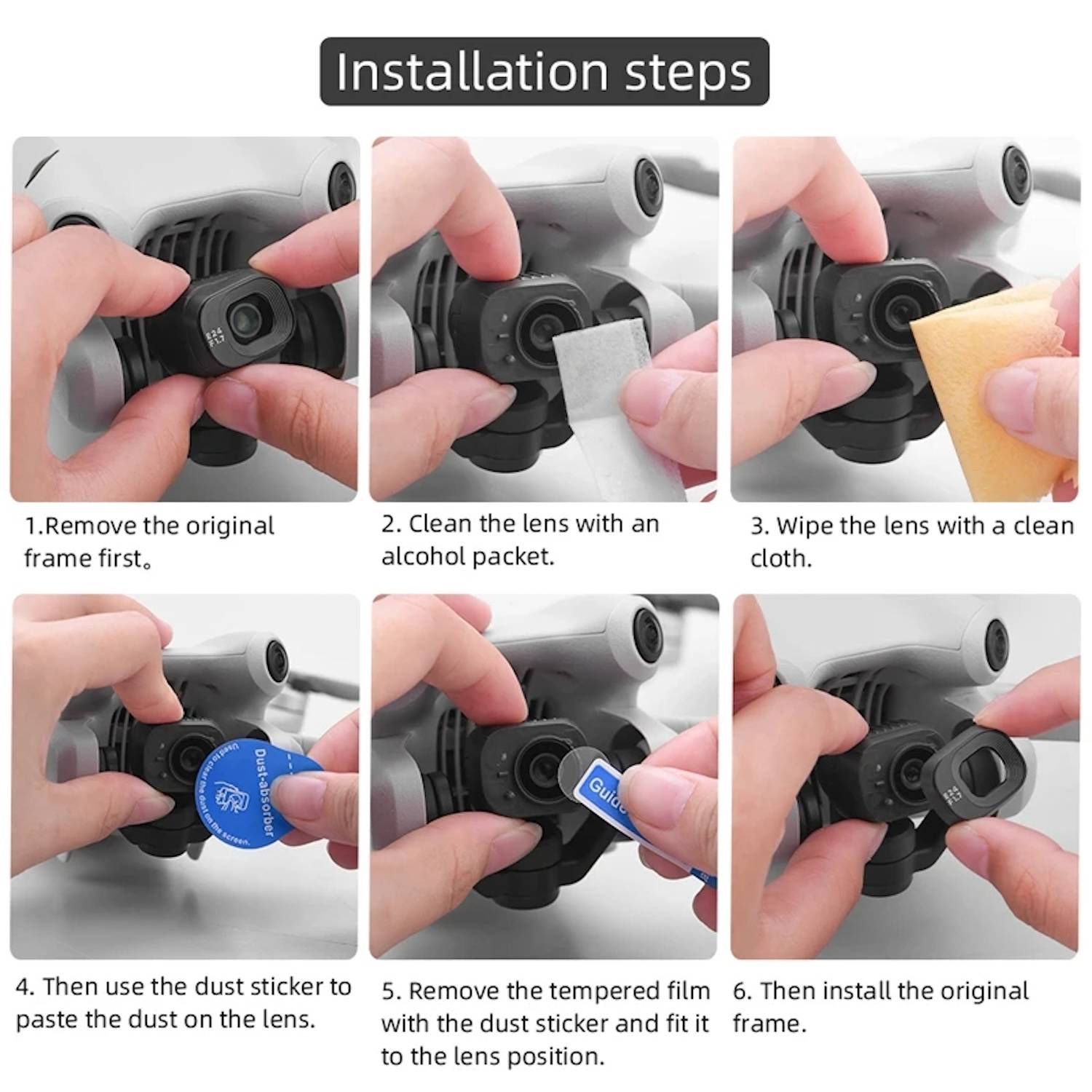 Für DJI Mini 4 Pro Drohne Sensor / Objektiv Linsen Schutz Gehärtetes Glas Set
