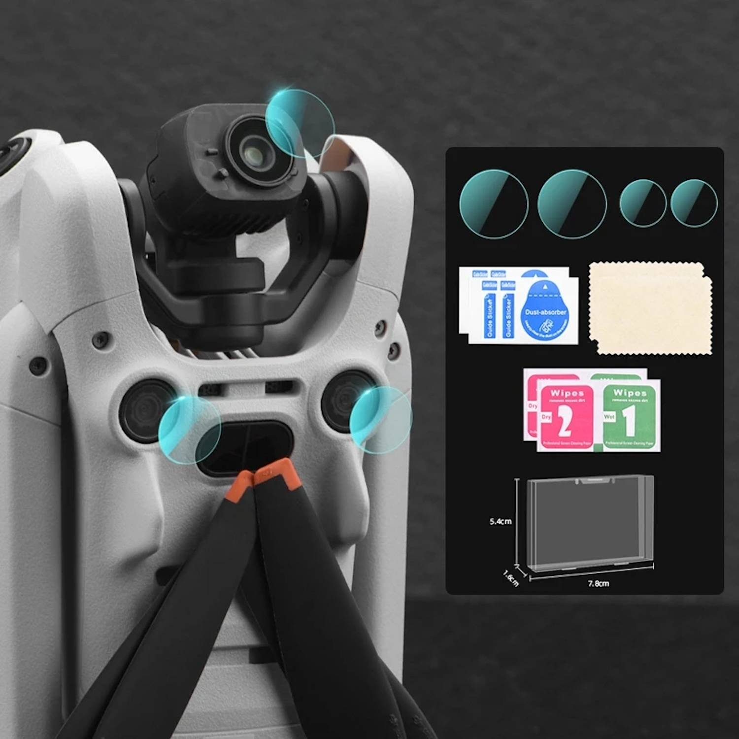 Für DJI Mini 4 Pro Drohne Sensor / Objektiv Linsen Schutz Gehärtetes Glas Set