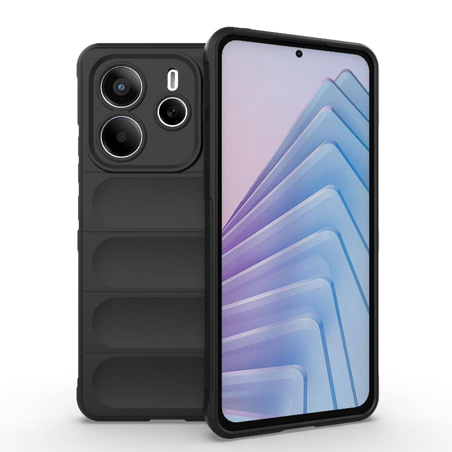 Für Xiaomi Redmi Note 14 5G Magic Shield TPU Hülle Flanell - Innenfutter Schwarz