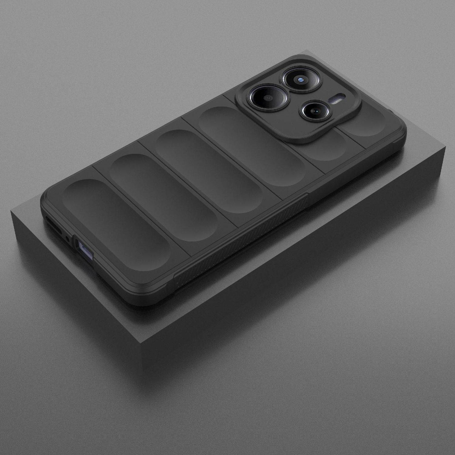 Für Xiaomi Redmi Note 14 5G Magic Shield TPU Hülle Flanell - Innenfutter Schwarz