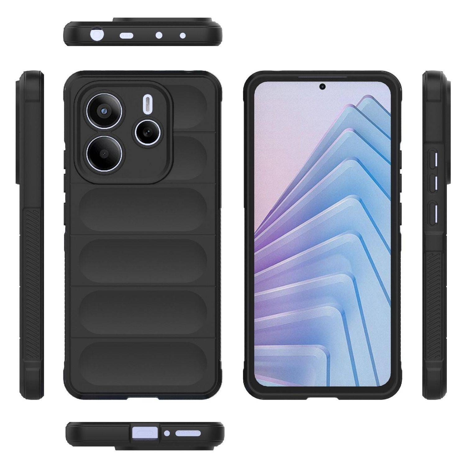 Für Xiaomi Redmi Note 14 5G Magic Shield TPU Hülle Flanell - Innenfutter Schwarz