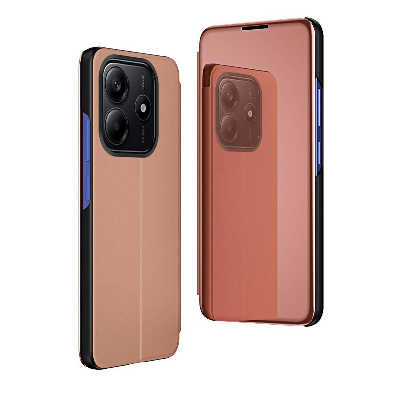 Für Xiaomi Redmi Note 14 5G View Spiegel Handy Smart Cover Wake UP Funktion Case Pink