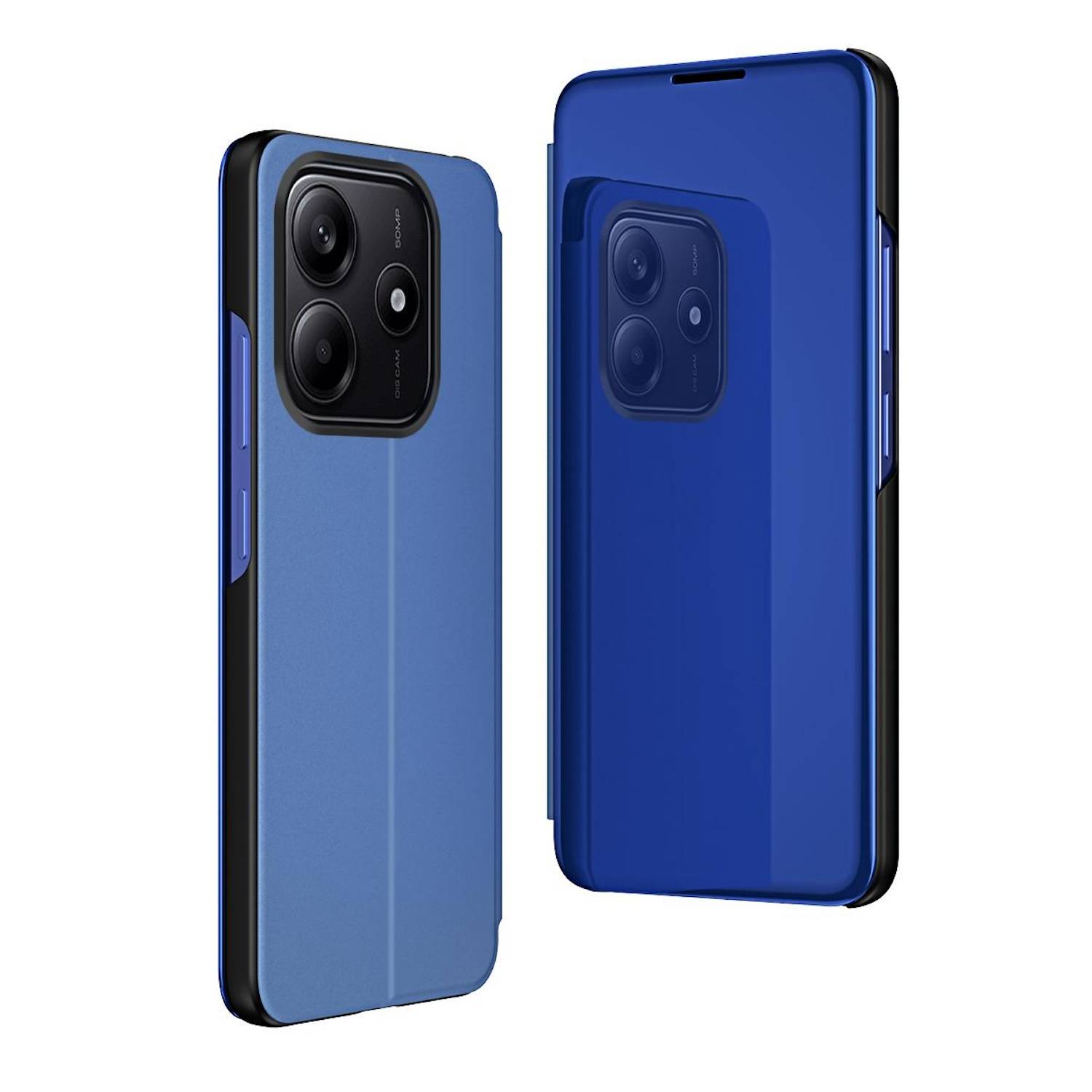 Für Xiaomi Redmi Note 14 5G View Spiegel Handy Smart Cover Wake UP Funktion Case Blau