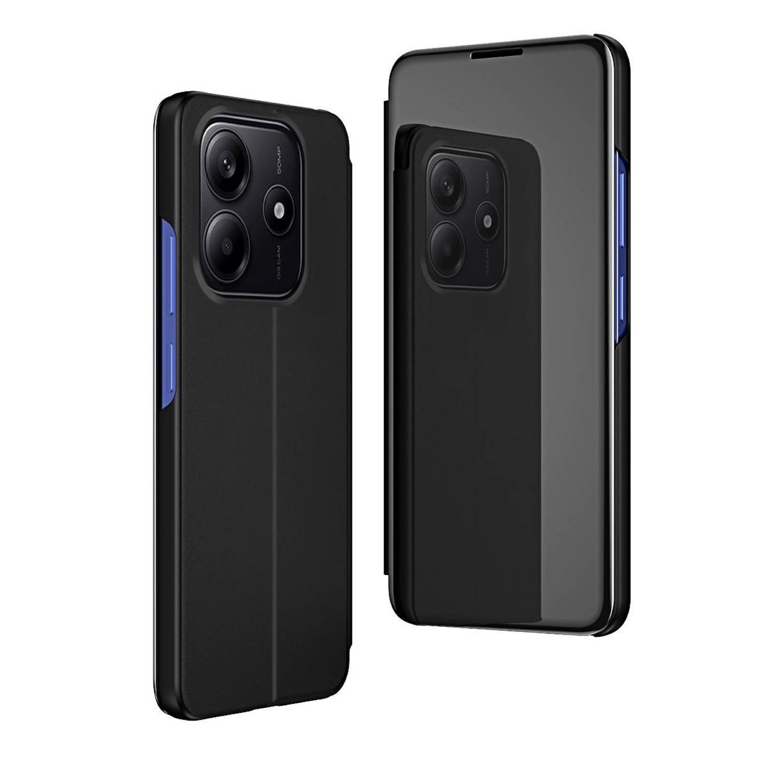 Für Xiaomi Redmi Note 14 5G View Spiegel Handy Smart Cover Wake UP Funktion Case Schwarz
