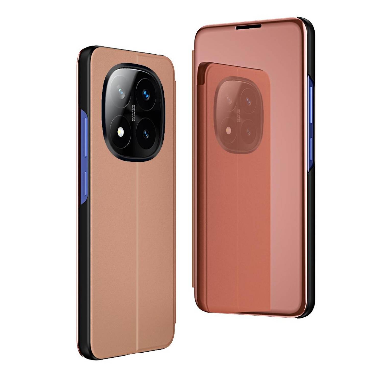 Für Xiaomi Redmi Note 14 Pro Plus 5G View Spiegel Handy Smart Cover Wake UP Funktion Case Pink
