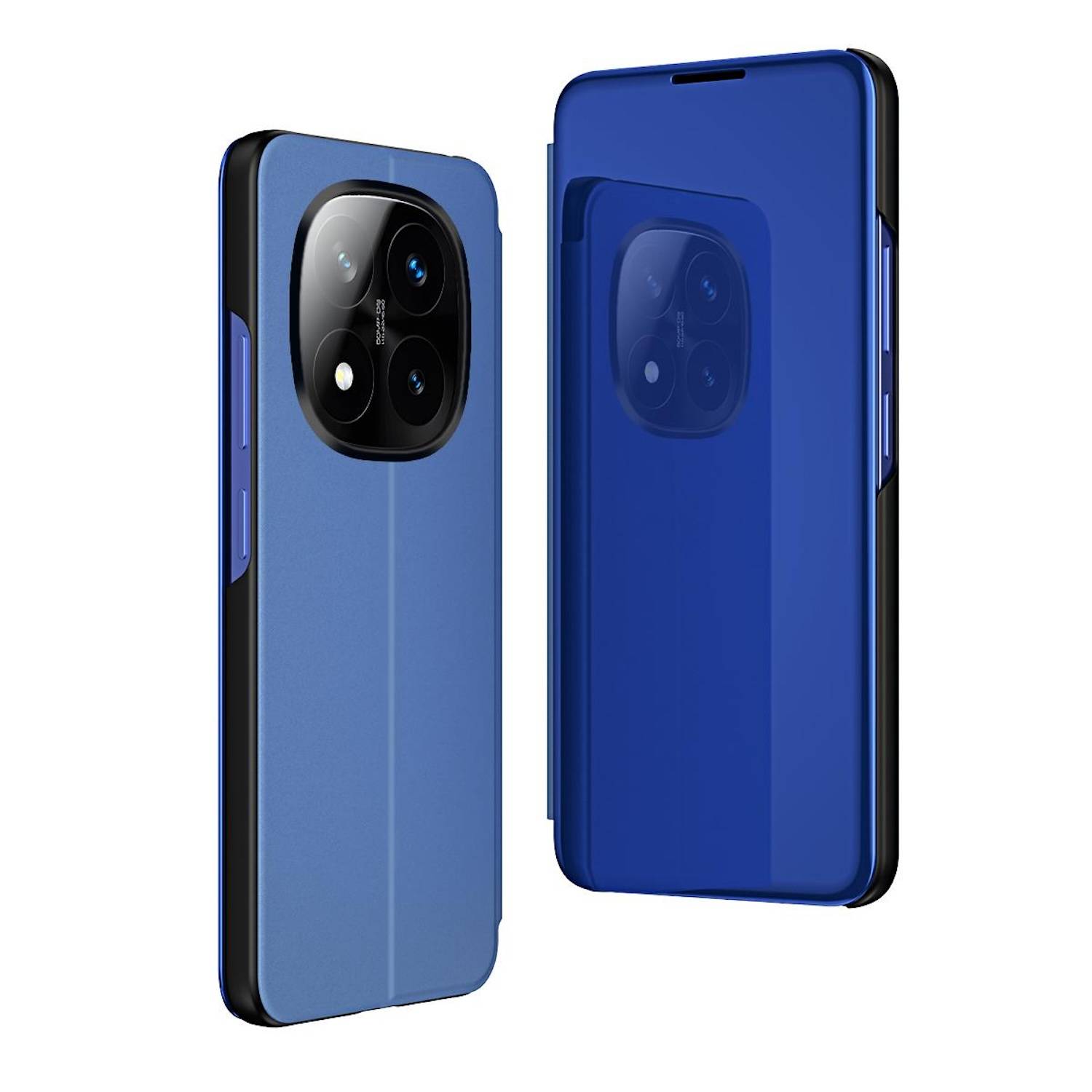 Für Xiaomi Redmi Note 14 Pro Plus 5G View Spiegel Handy Smart Cover Wake UP Funktion Case Blau