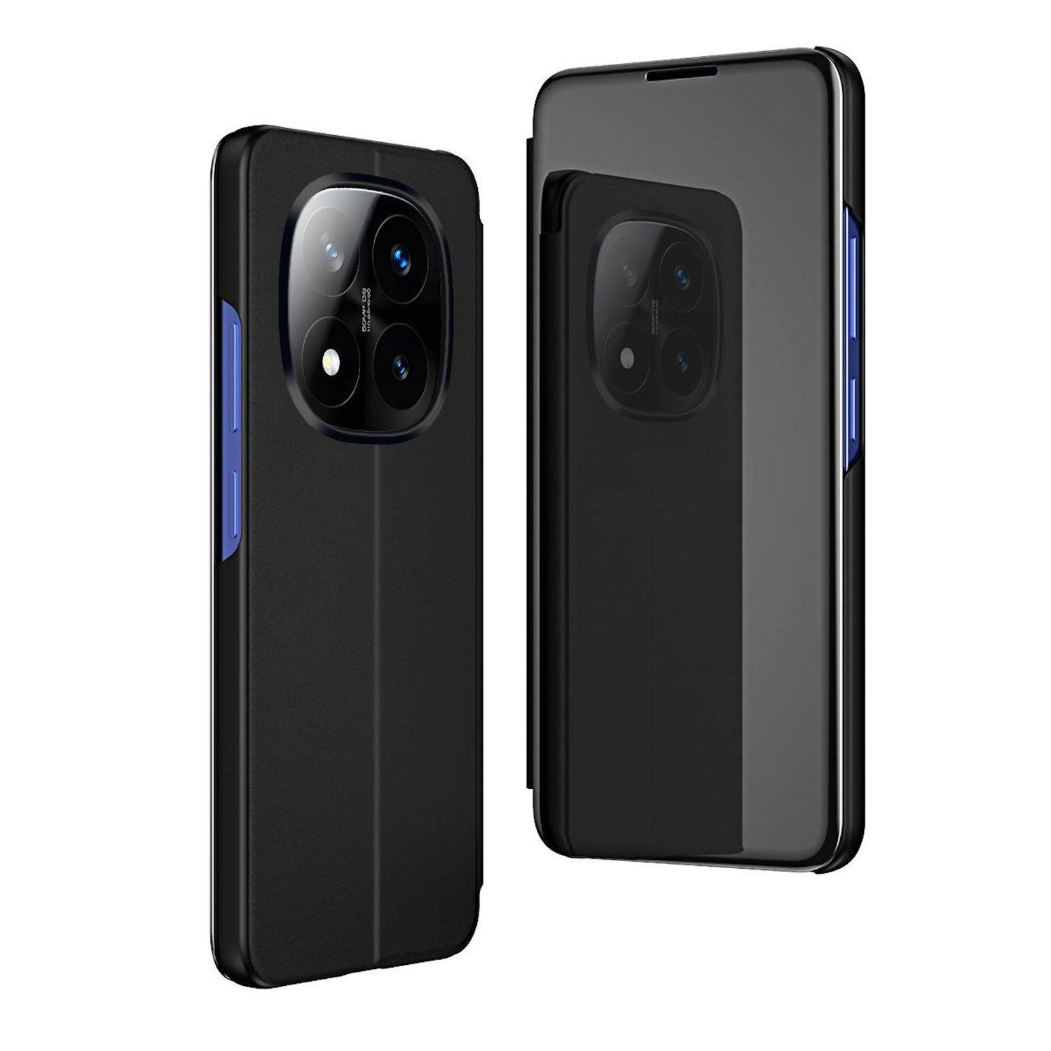 Für Xiaomi Redmi Note 14 Pro Plus 5G View Spiegel Handy Smart Cover Wake UP Funktion Case Schwarz