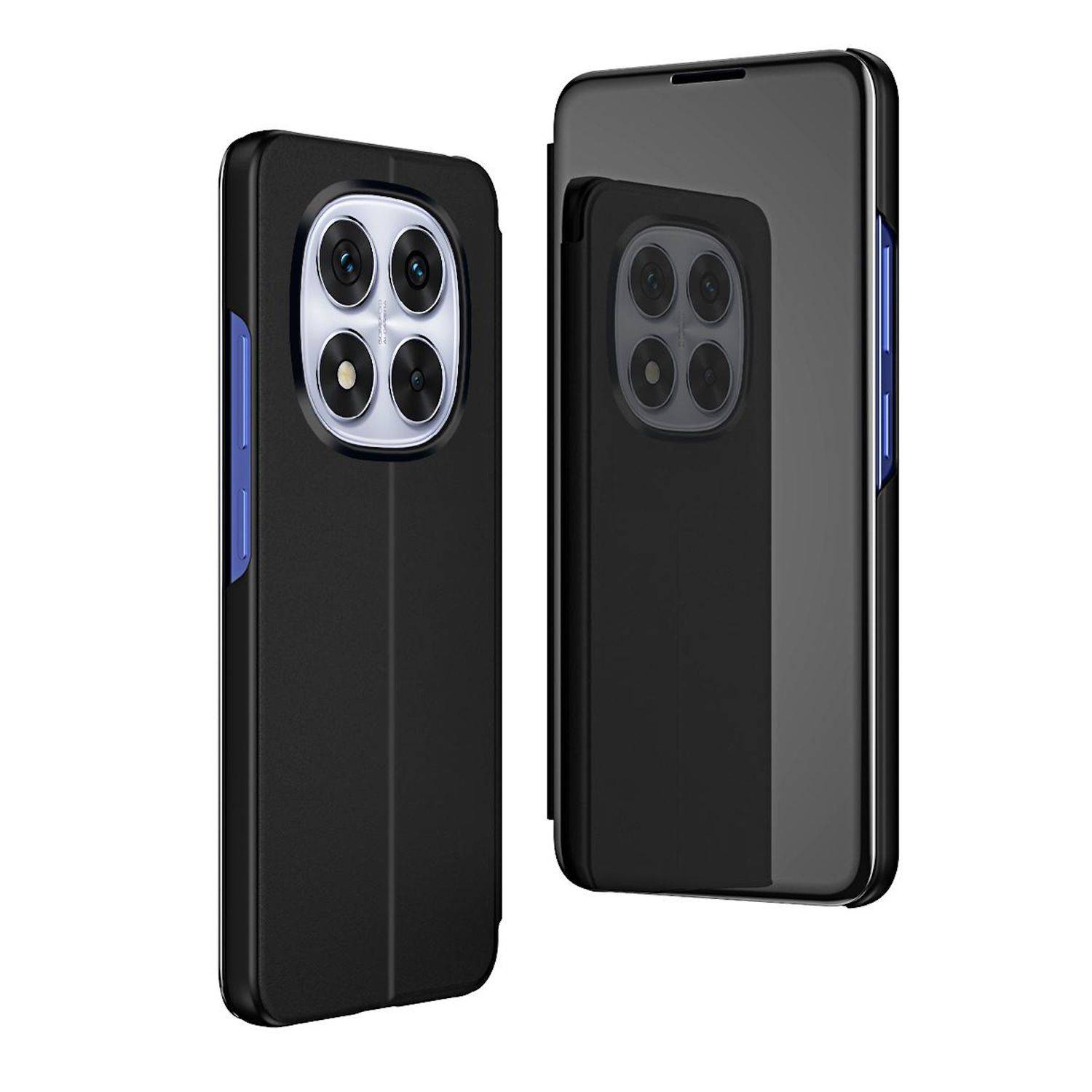 Für Xiaomi Redmi Note 14 Pro 5G View Spiegel Handy Smart Cover Wake UP Funktion Case Schwarz