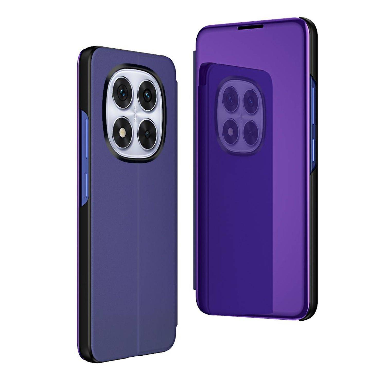 Für Xiaomi Redmi Note 14 Pro 5G View Spiegel Handy Smart Cover Wake UP Funktion Case Lila
