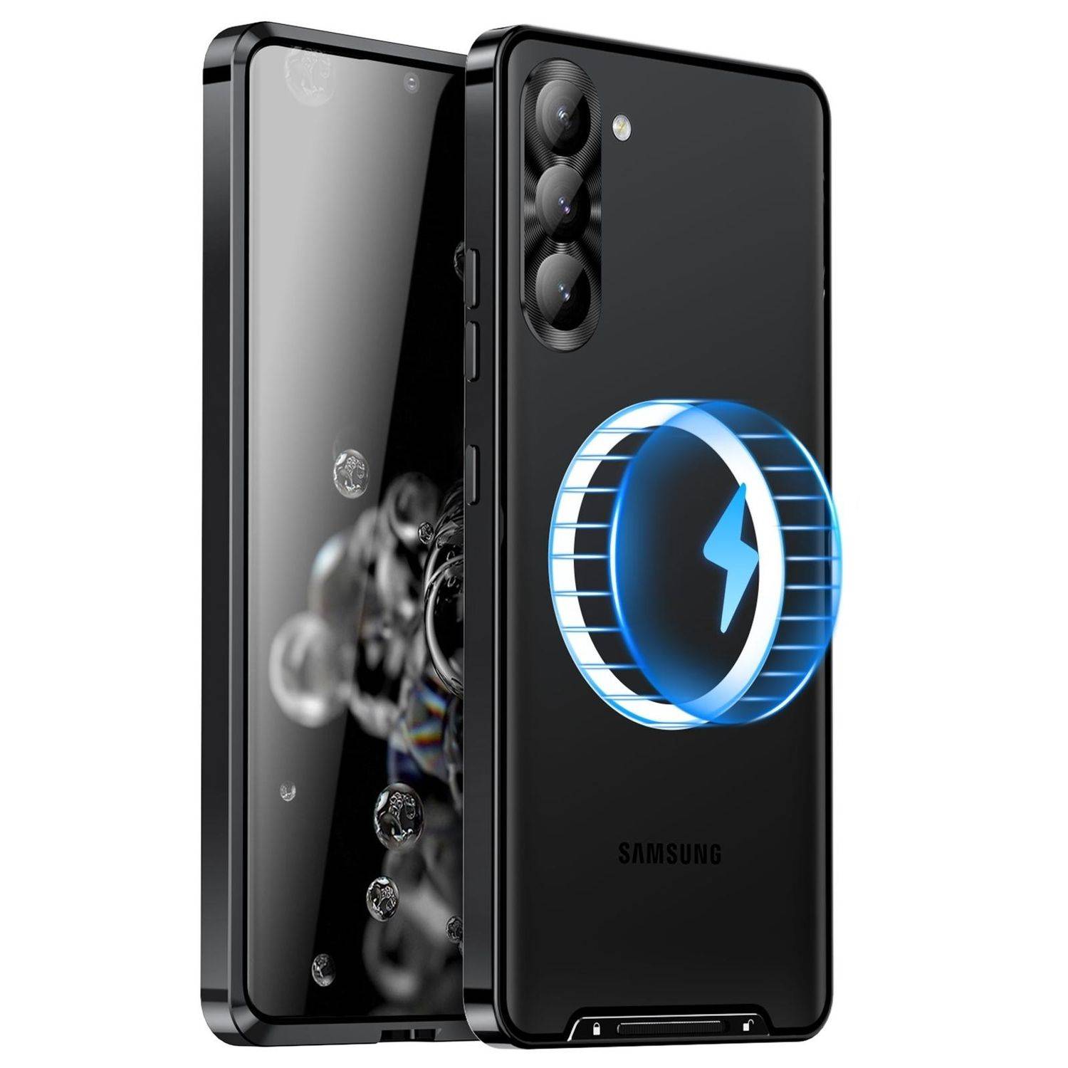 Für Samsung Galaxy S25 Plus 5G Magnetische Magsafe Frosted Metall Design Schutz Hülle Cover Schwarz