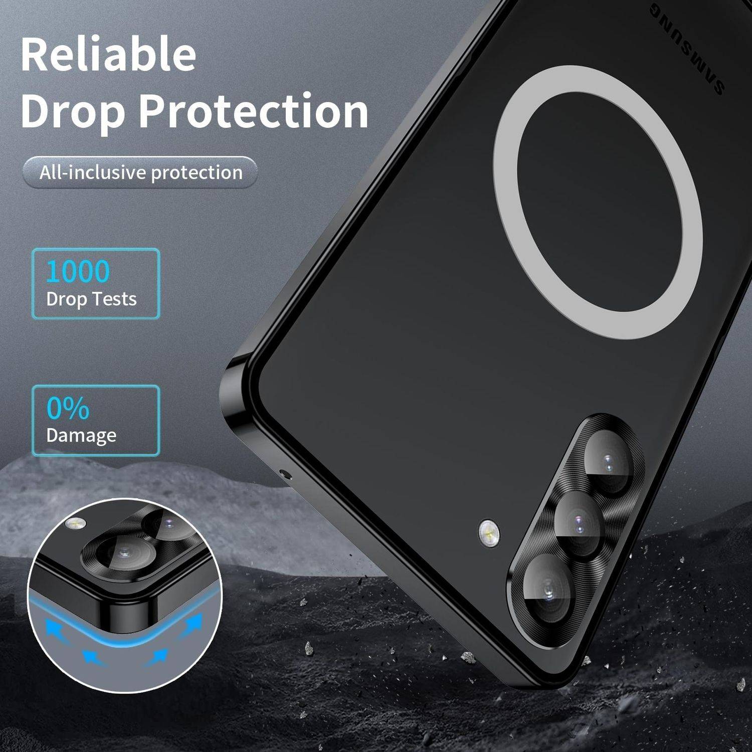 Für Samsung Galaxy S25 Plus 5G Magnetische Magsafe Frosted Metall Design Schutz Hülle Cover Schwarz