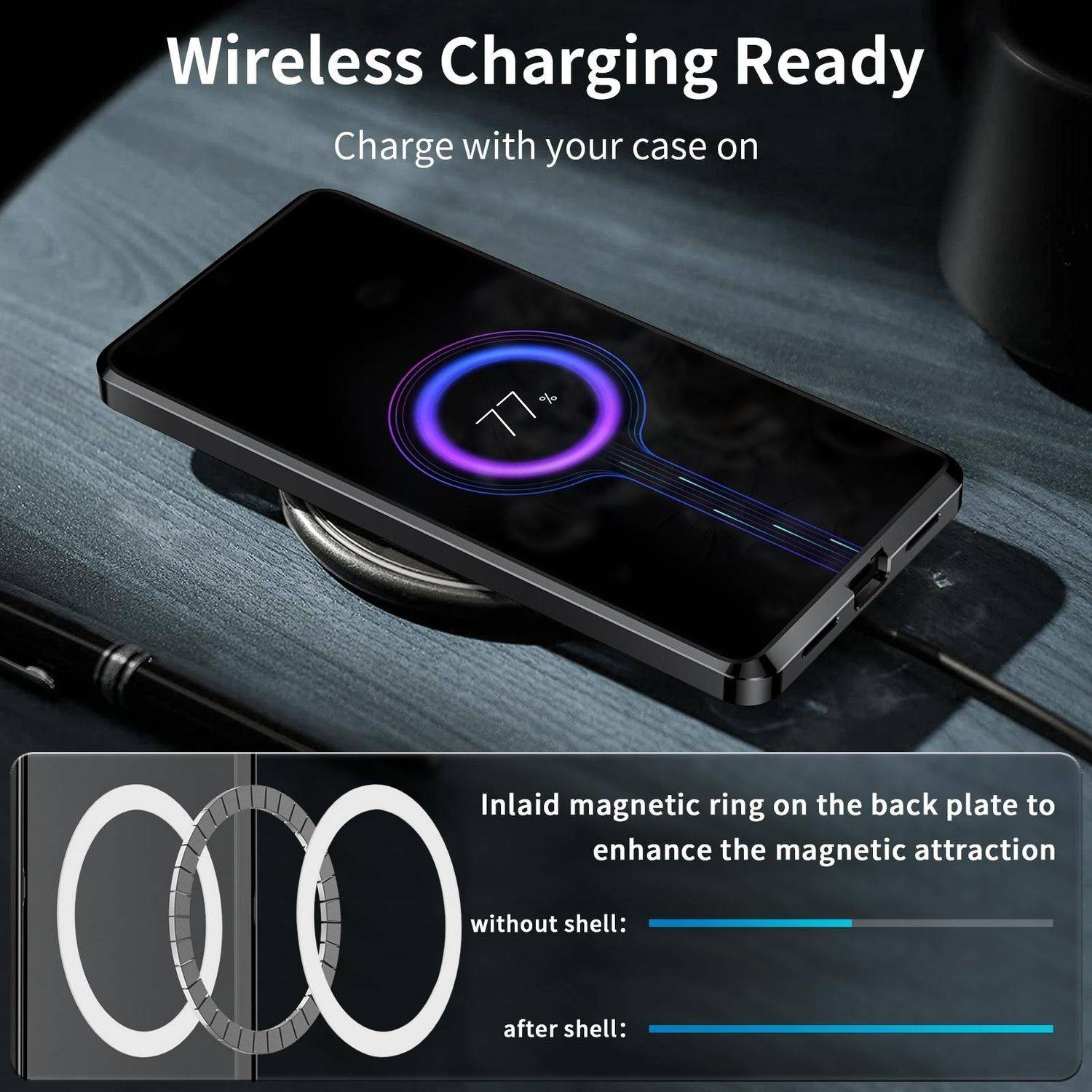 Für Samsung Galaxy S25 5G Magnetische Magsafe Frosted Metall Design Schutz Hülle Cover Schwarz